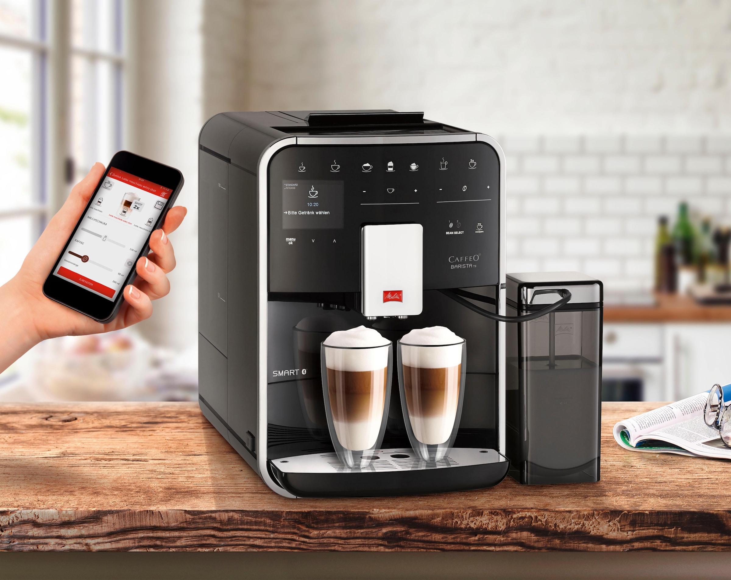 Melitta Kaffeevollautomat »Barista TS Smart® F850-102, schwarz«, 21 Kaffeerezepte & 8 Benutzerprofile, 2-Kammer Bohnenbehälter
