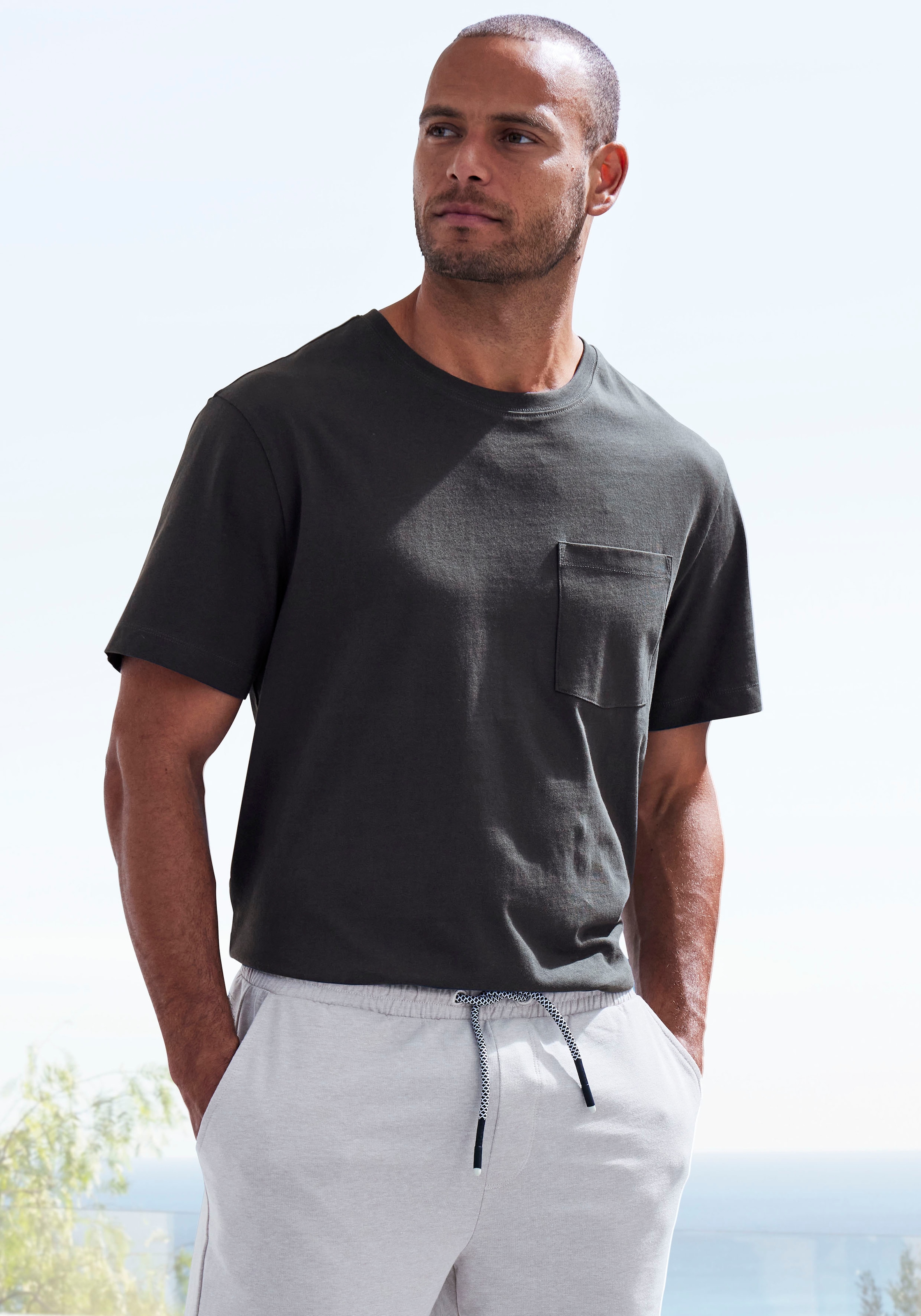 John Devin T-Shirt, (2 tlg., 2er-Pack), mit Brusttasche
