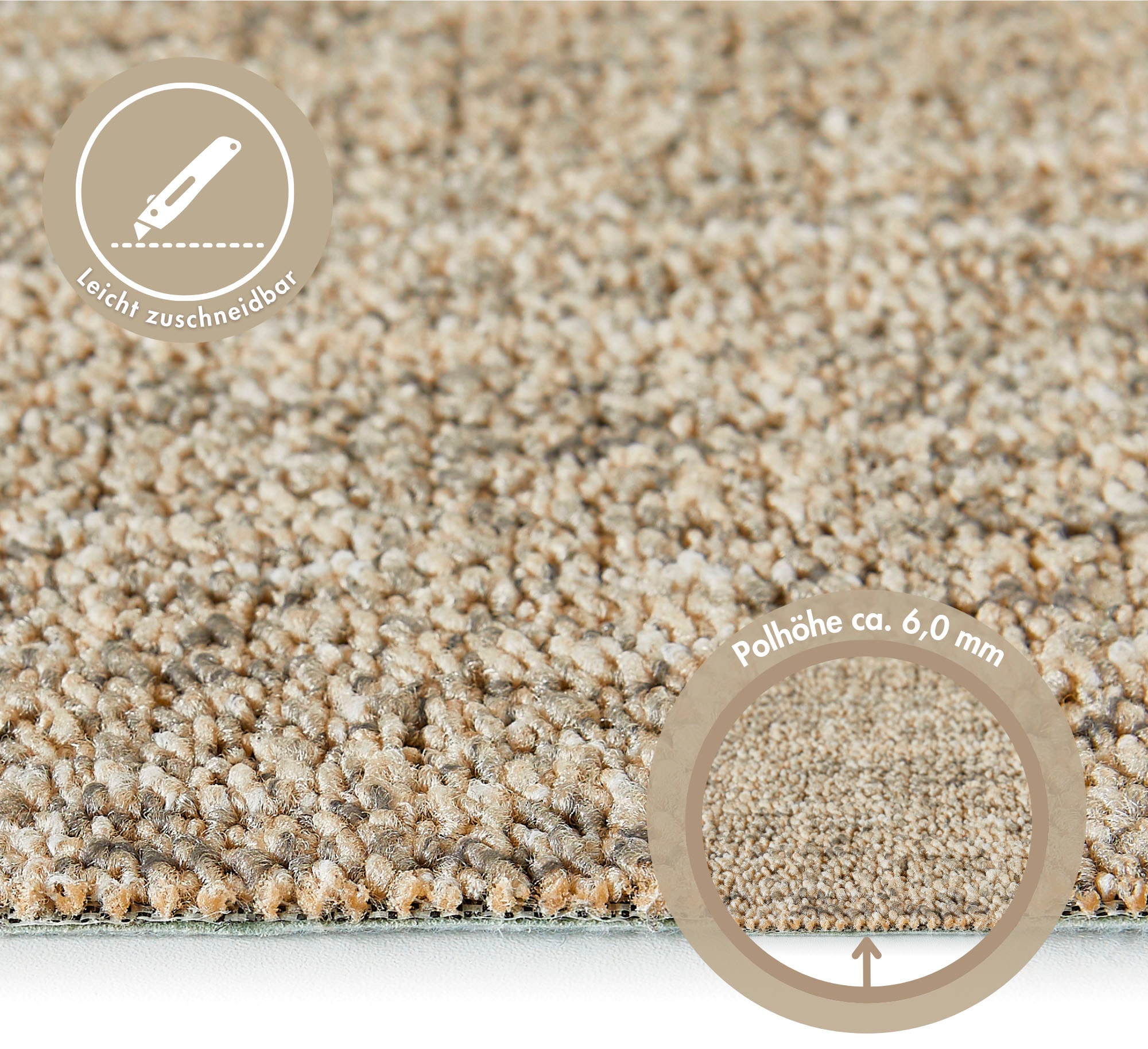Andiamo Teppichboden »Joe, Schlinge, Made in Netherlands«, rechteckig, 8 mm Höhe, Breite 400 cm, meliert, Wohnzimmer, strapazierfähig & robust