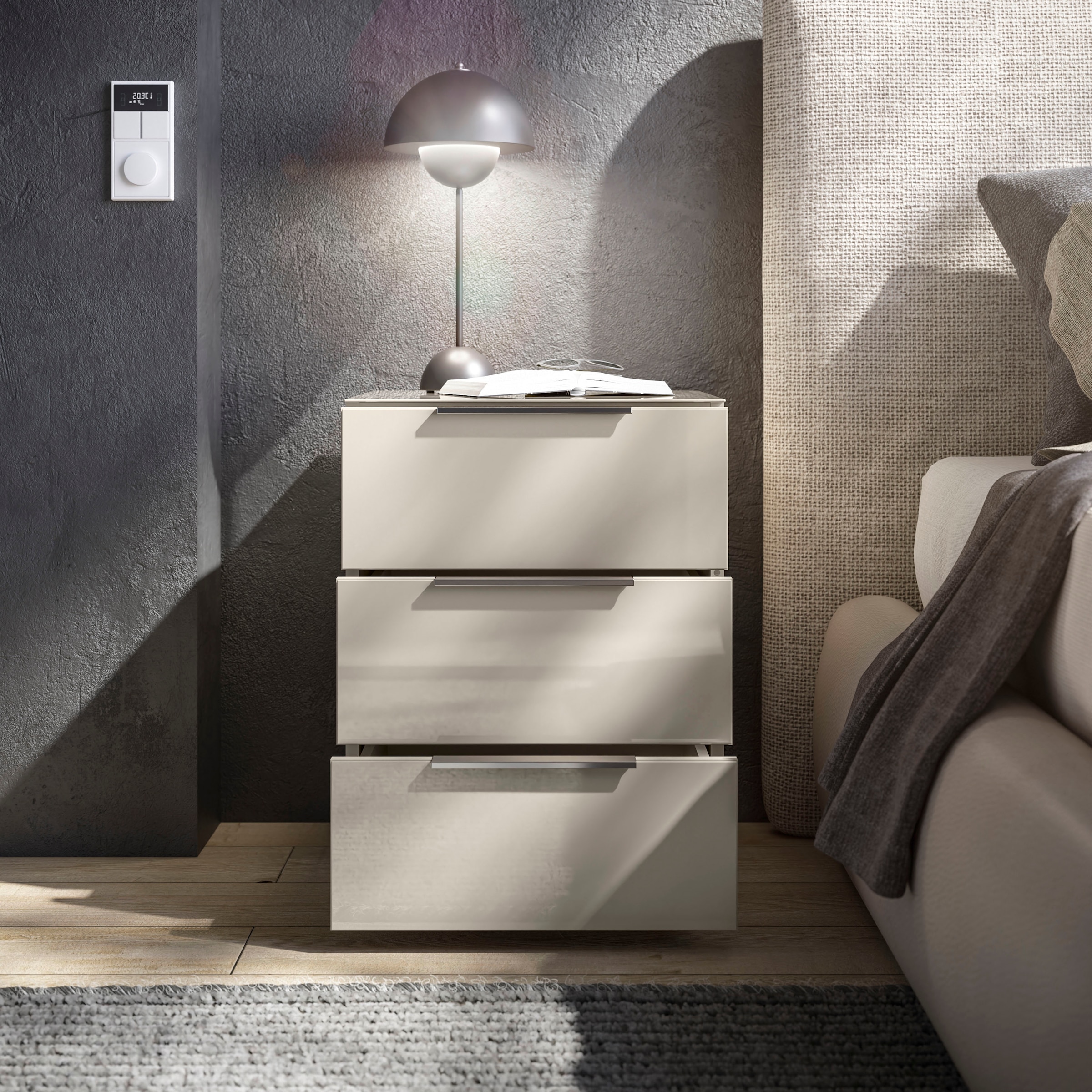 HBZ Nachtkommode »Santorin Nachtkonsole, BxHxT 45x61x40 cm«, (1 St.), Breite 45cm, Softclose für Schubkästen, Melaminbeschichtung