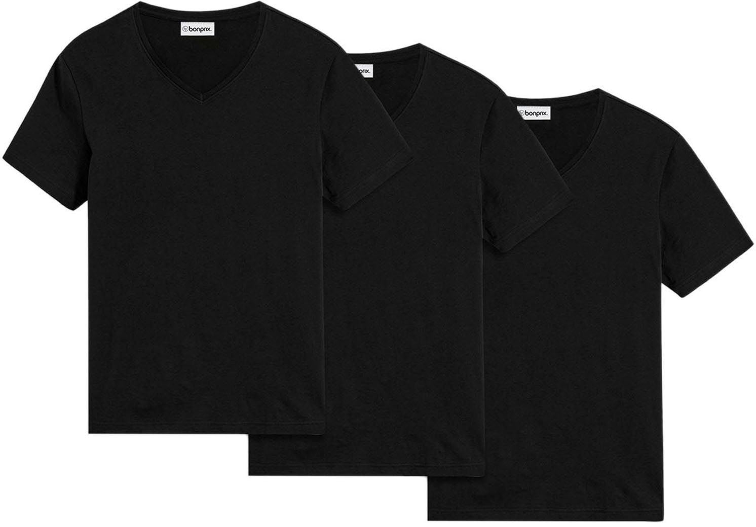 bonprix T-Shirt »T-Shirt mit V-Ausschnitt (3er Pack)« Packung, 3 Stk. Regular Fit, V-Ausschnitt, aus Baumwolle