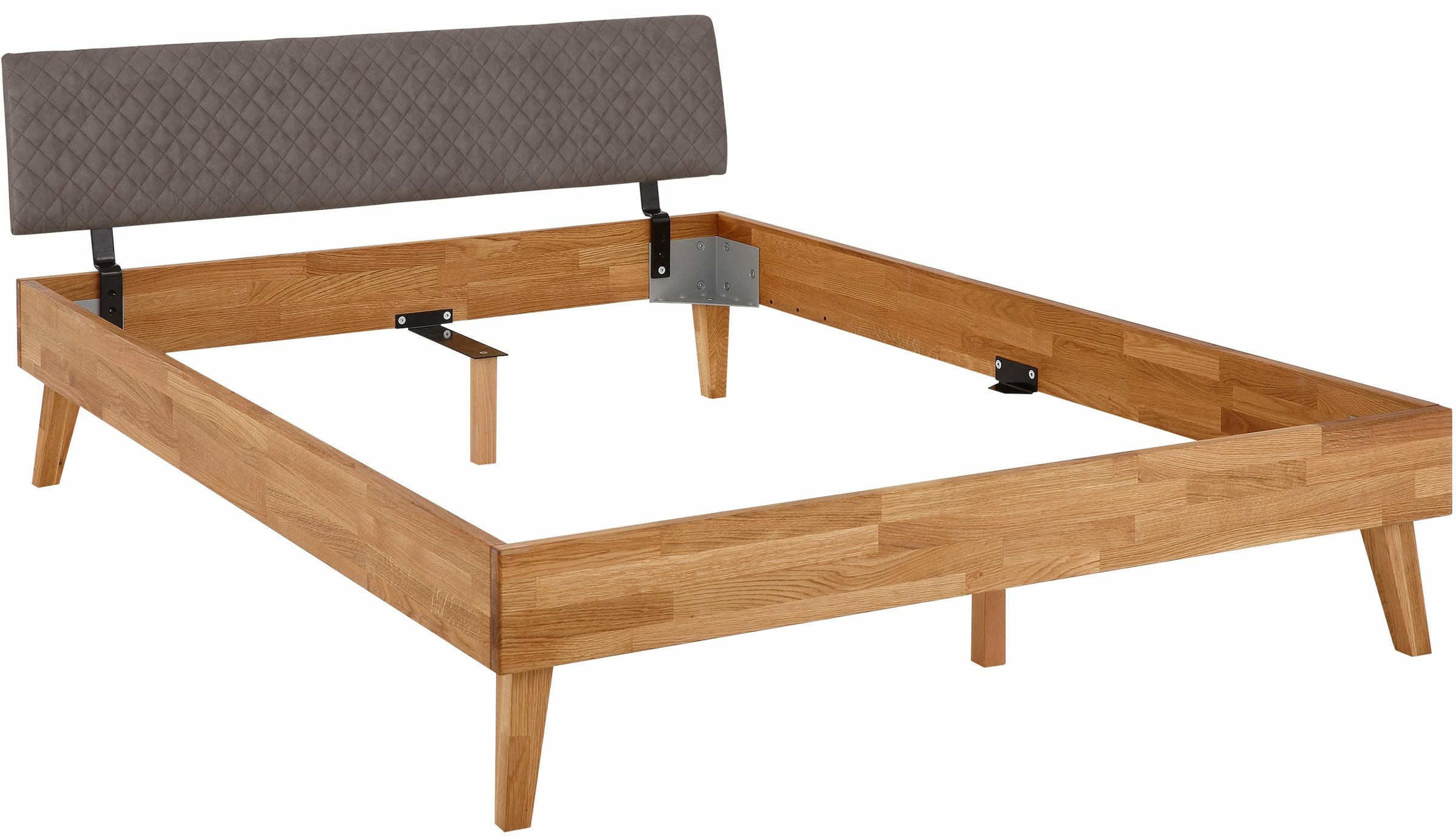 Home affaire Bett »Natali« aus massiver Eiche, gepolstertes Kopfteil mit Kunstlederbezug