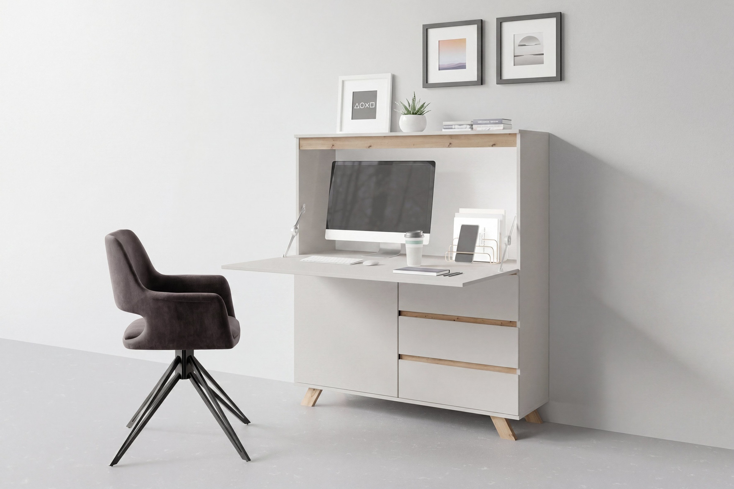 byLIVING Sekretär »VALENTIN« 1 Stk. tlg. Kaschmir / Artisan Eiche (Eiche-Optik), Klapptür, Stauraum, B: 120 cm