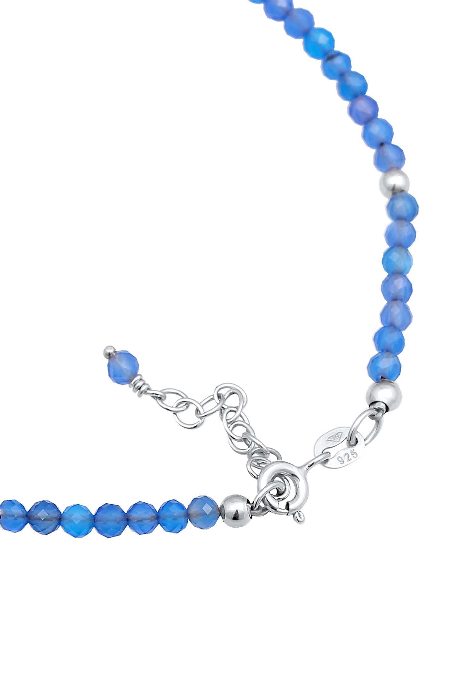 Elli Fußkette »Fußschmuck Achat Perlen Blau Sommer Strand 925 Silber«