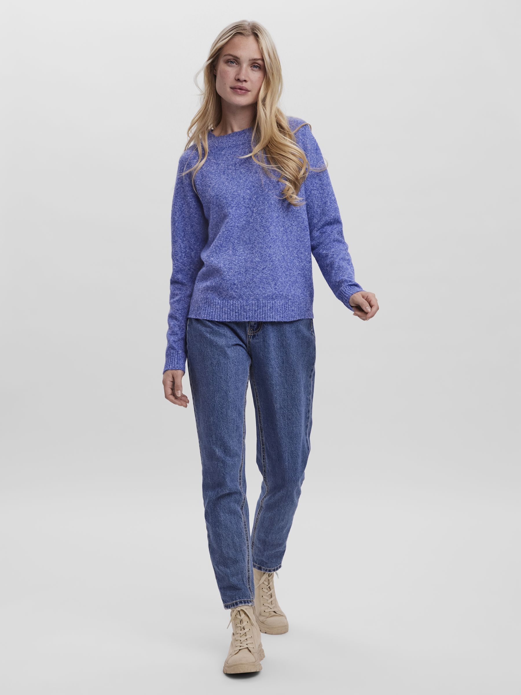 Vero Moda 1100000002199 »VMDOFFY LS O-NECK BLOUSE GA NOOS« Materialmix, regular fit