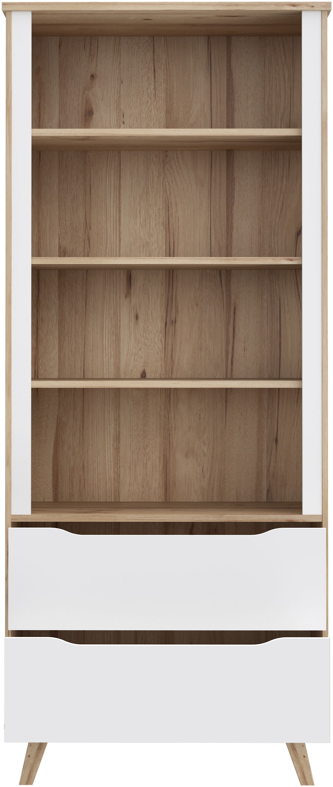 FORTE Wandregal »Vankka Regal 2 Schubkästen«, (B/H/T 84,7/201,5/41,7 cm), Regal, Holzfüße, Einlegeböden variabel, 2 Schubkästen