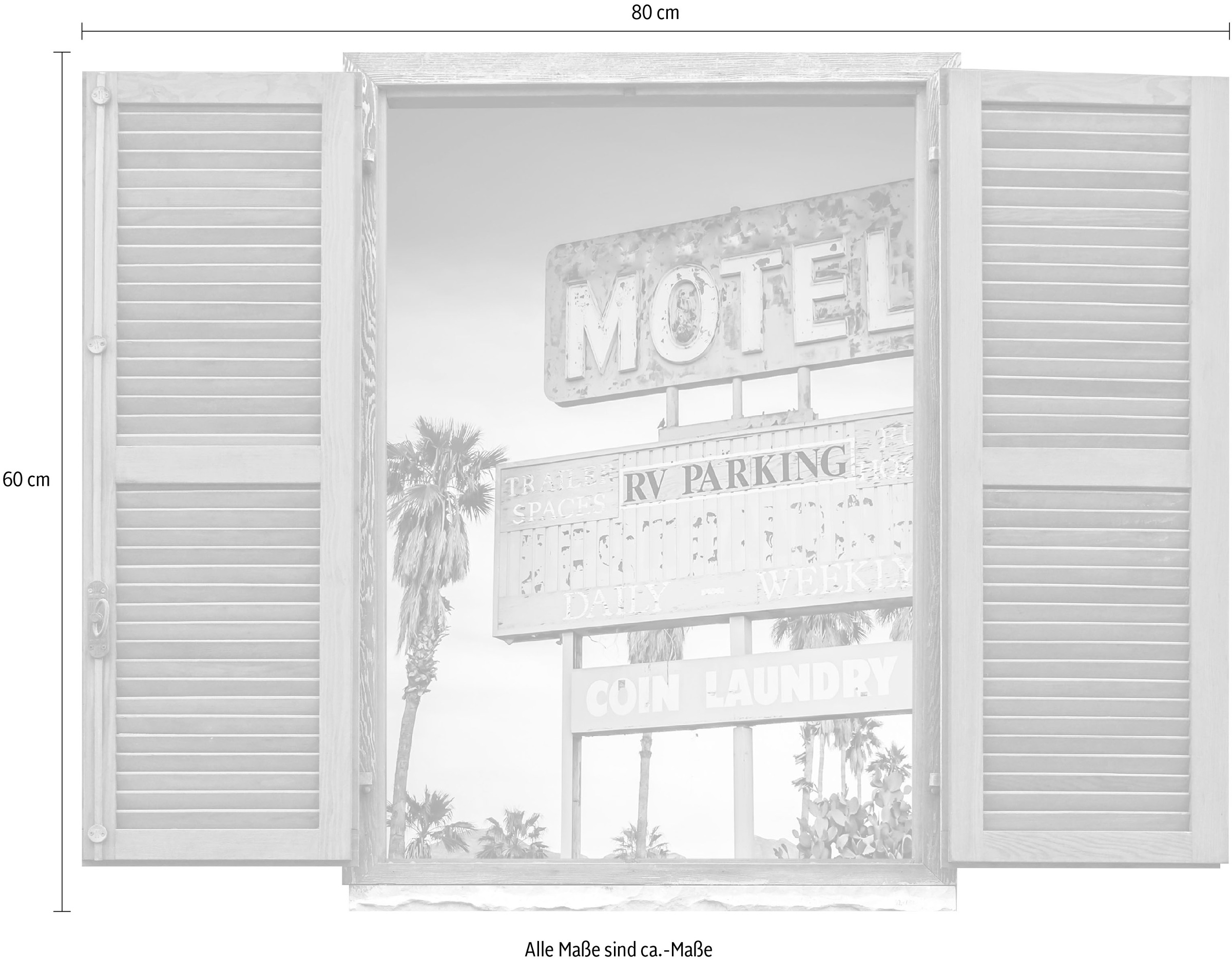 queence Wandtattoo »Motel«, (1 St.), Wandsticker, Wandbild, selbstklebend, 3D, Fenster