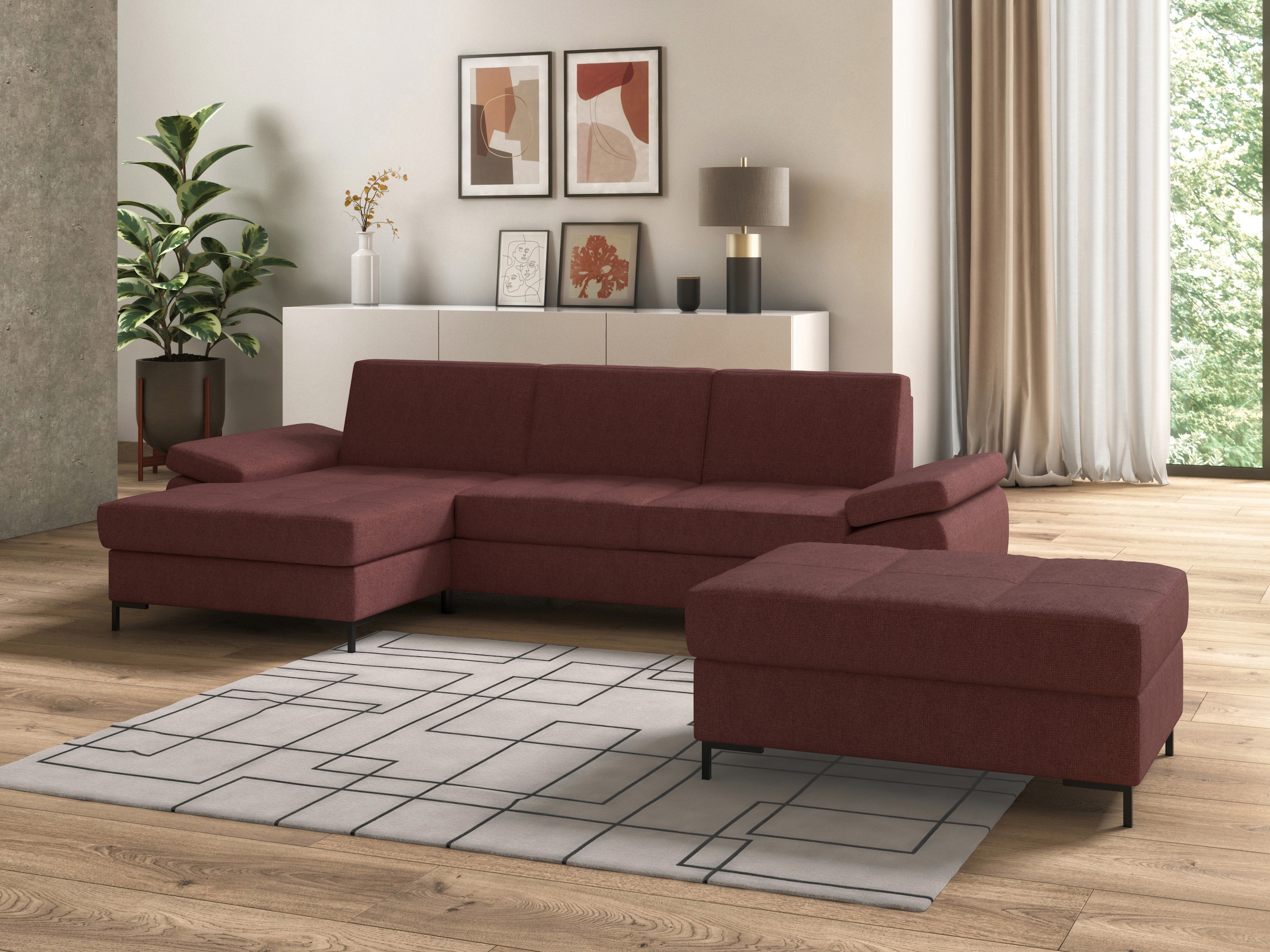 DOMO collection Ecksofa »Capelo L-Form«, mit Armteilverstellung, wahlweise mit Bettfunktion, Federkern