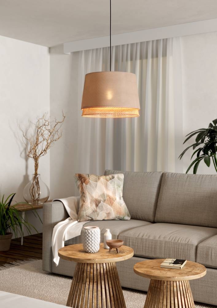 EGLO Hängeleuchte »TABLEY Pendellampe, Stahl und Textil, E27, IP20, Esszimmerlampe, Lampe«, 1 flammig, Leuchtmittel E27 | ohne Leuchtmittel, Hängeleuchte, H110 x Ø38 cm, schwarz, 1X40W exkl.