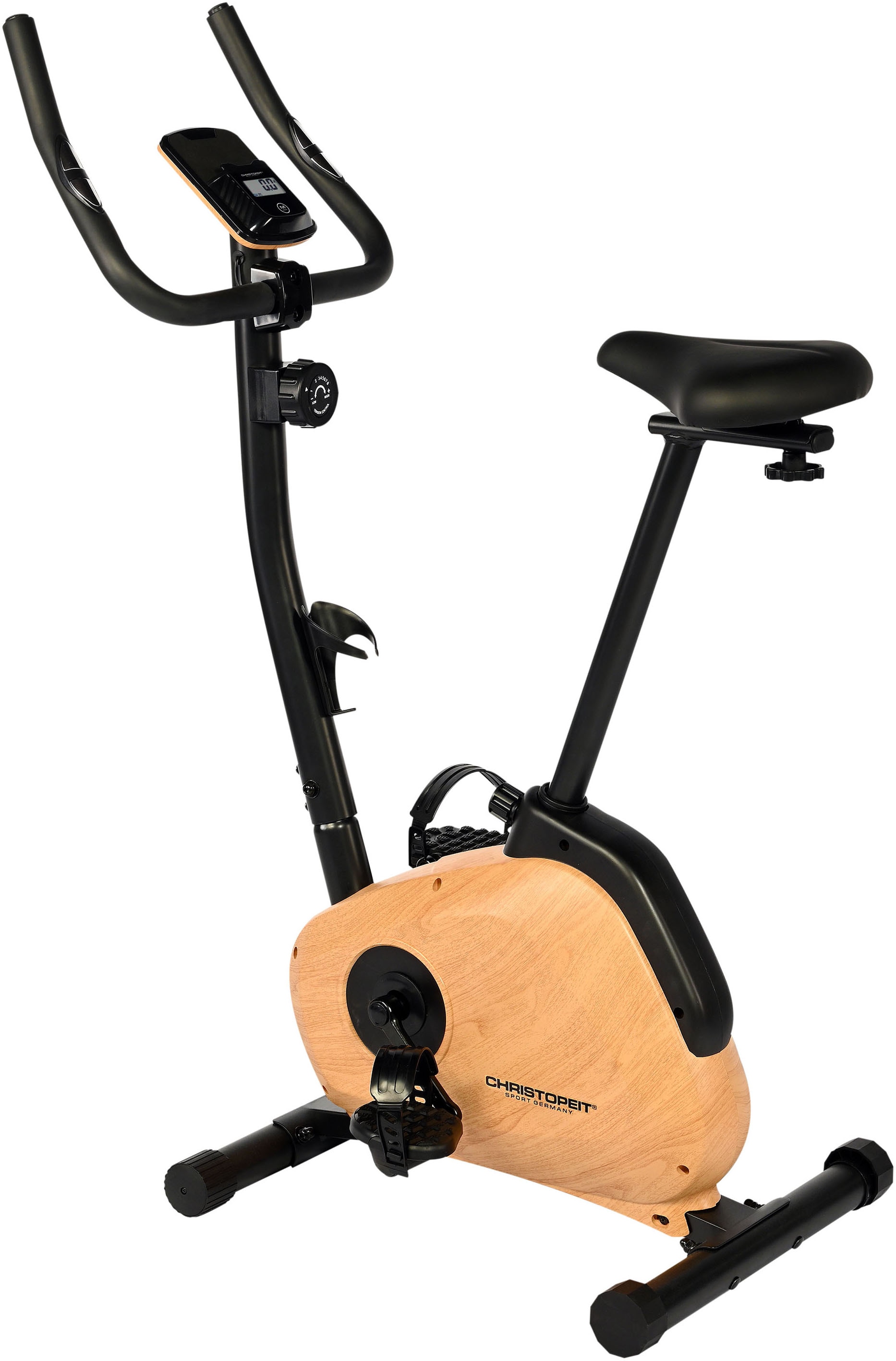 Christopeit Sport® Heimtrainer »HT 2.2«, Elegante Holzoptik, 3-teilige Pedalarmkurbel