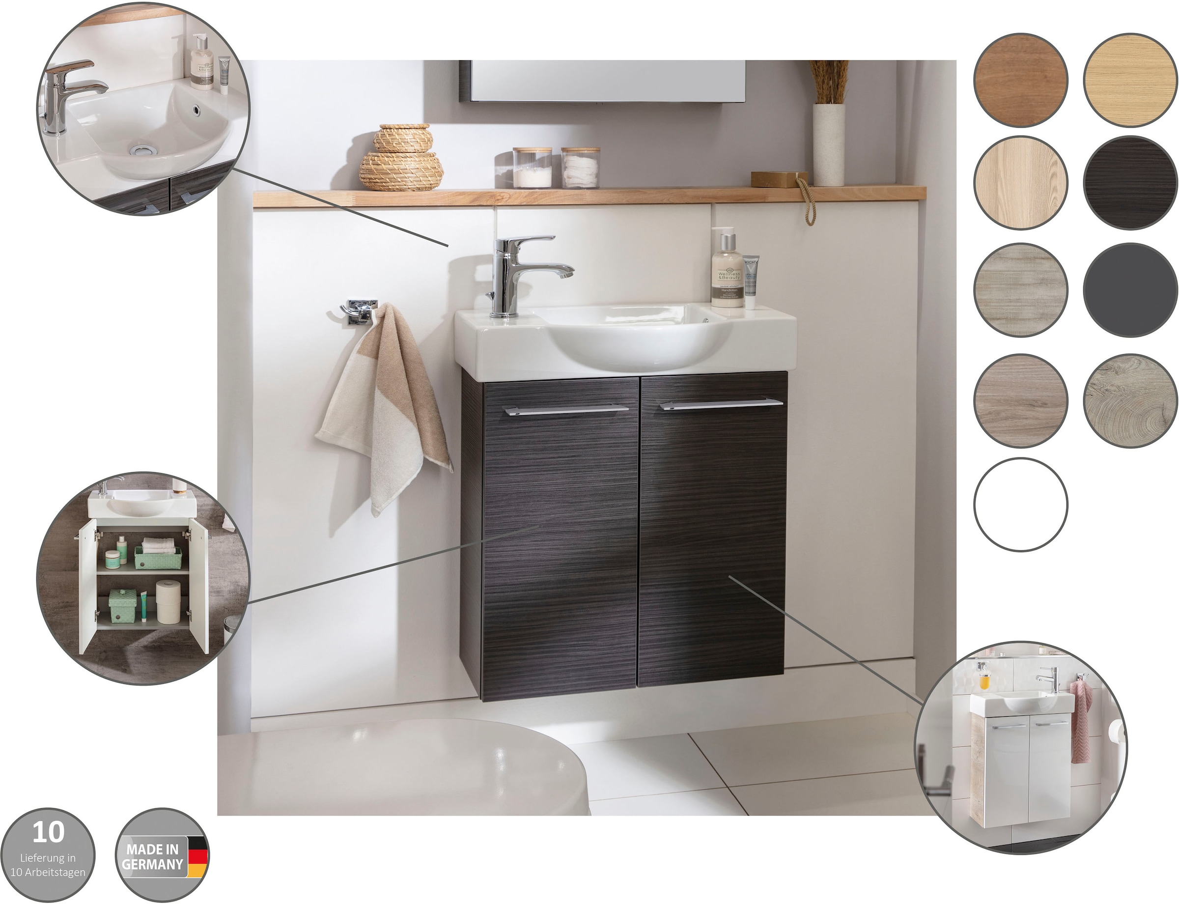 FACKELMANN Waschbeckenunterschrank »SBC« Badmöbel für Gäste-WC, Breite ca. 55 cm