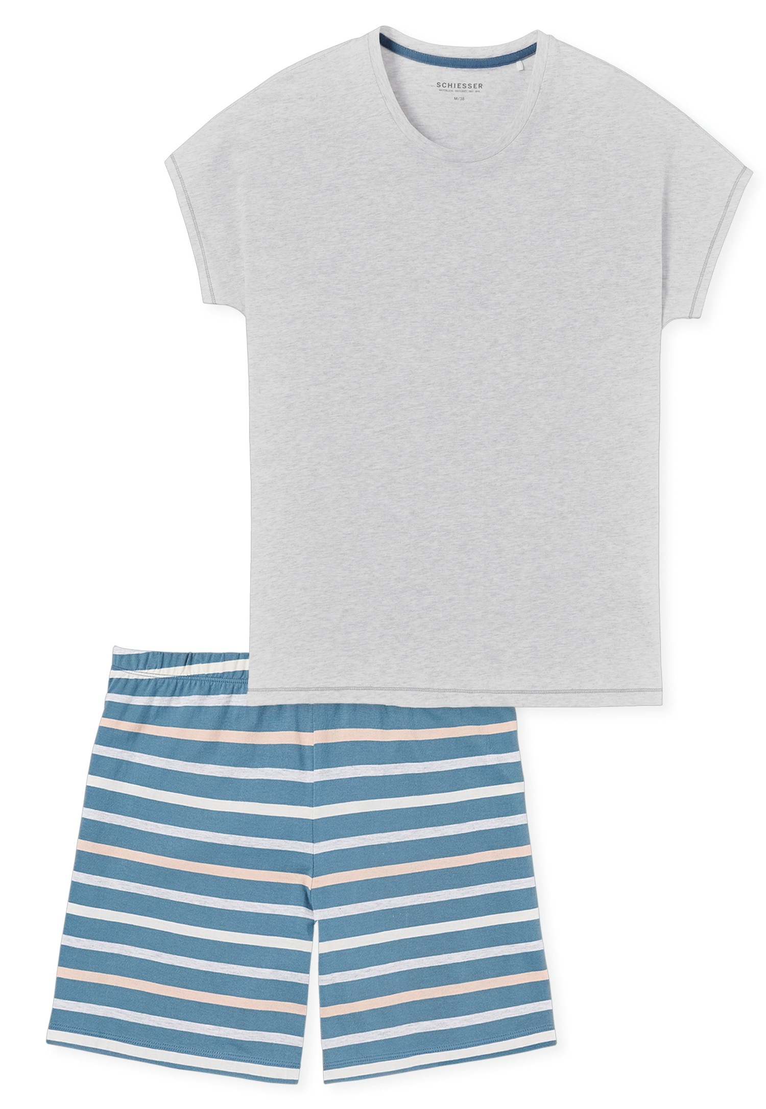 Schiesser Shorty »"Casual Essentials"«, (2 tlg.), mit unifarbenem Shirt und gestreifter Hose