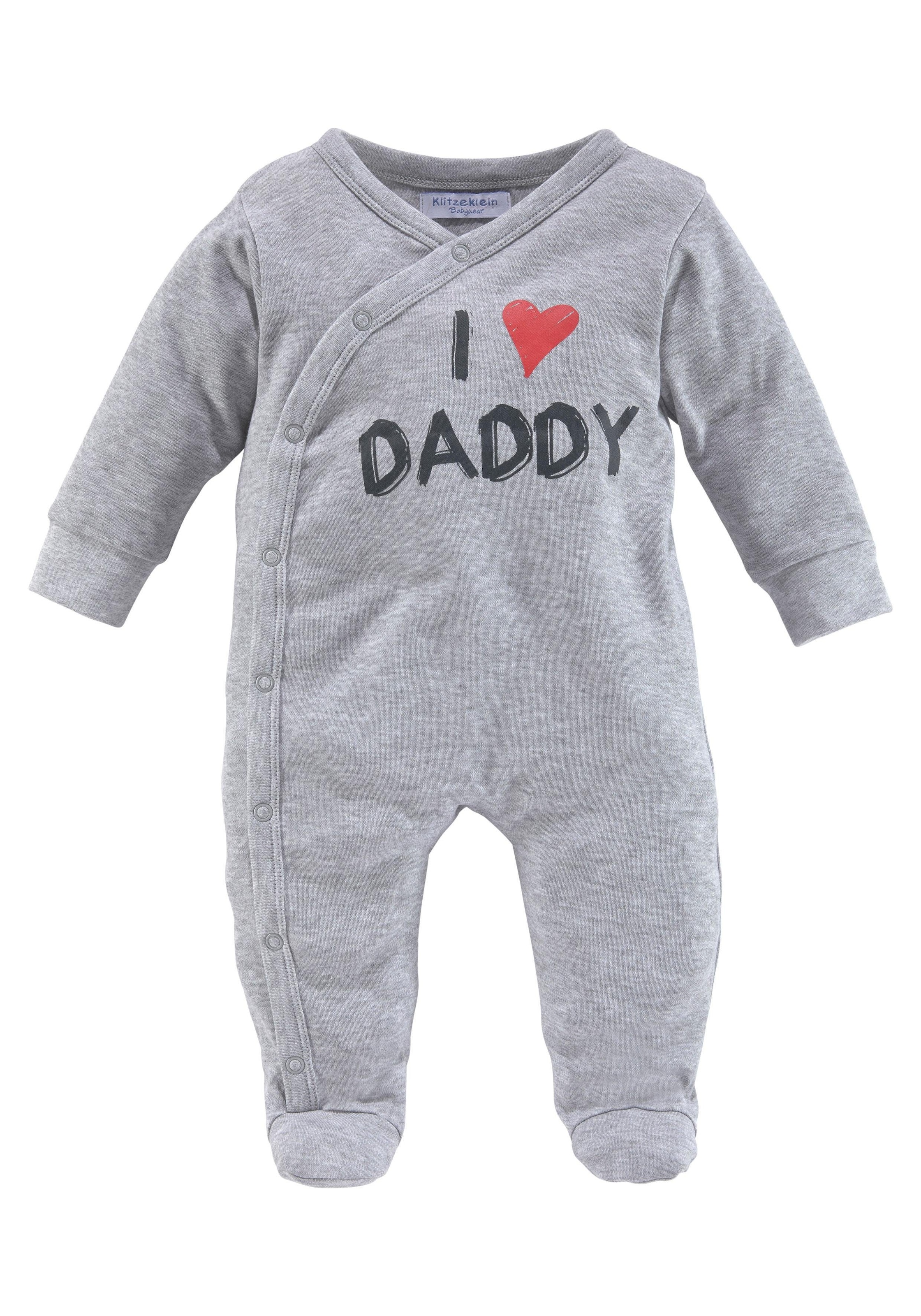 KIDSWORLD Schlafoverall »2er Schlafoveralls: I love Mummy / I love Daddy«, (Packung, 2 tlg.), aus Bio-Baumwolle, Baby-Overalls