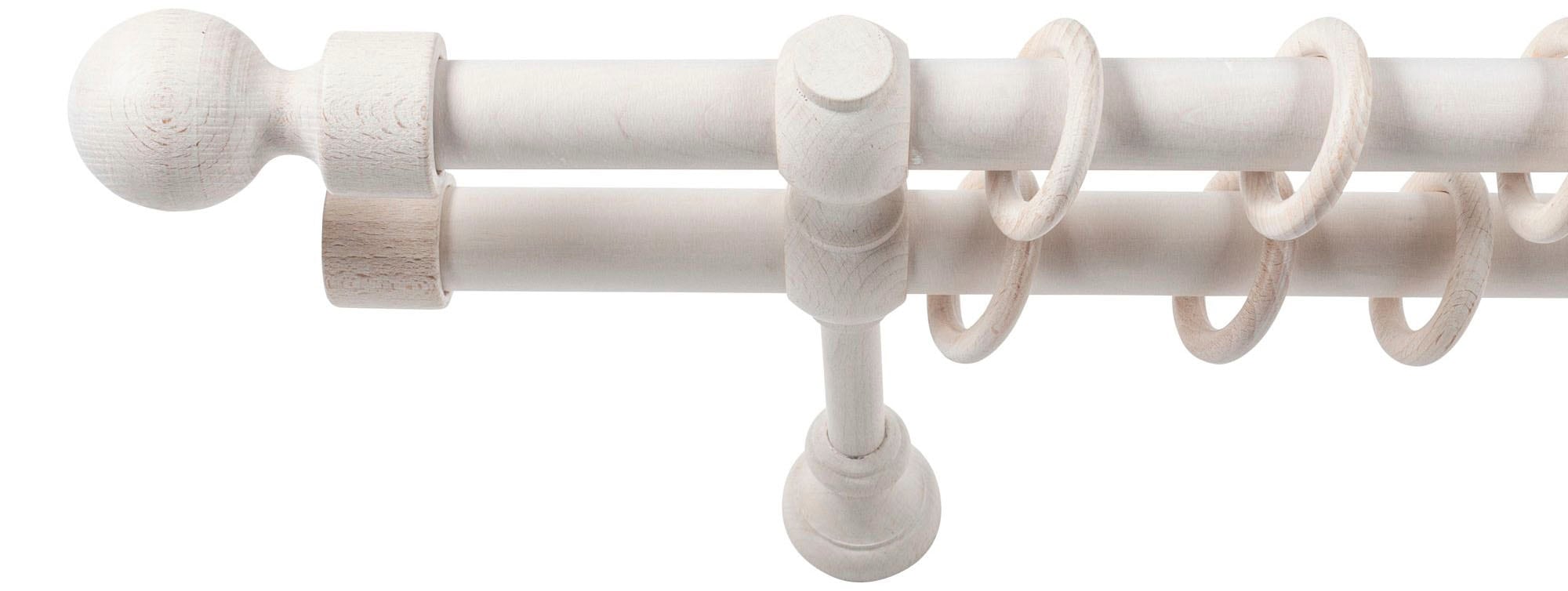 SN DECO GROUP Gardinenstange »Giro«, 2 läufig-läufig, Fixmaß, 28 mm, Holz, verschiedene Längen und Farben, Komplettset
