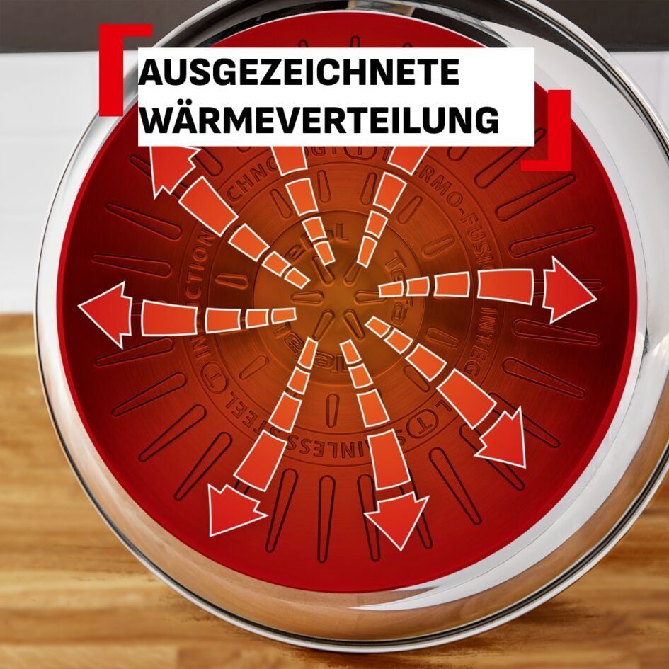 Tefal Pfannen-Set »Duetto+, langlebige Antihaftversiegelung, Thermo-Signal« Edelstahl Set, 3x Bratpfannen Ø 20/24/28 cm, 3 Stk. tlg. Edelstahl-Griff, Induktionspfanne, für aller Herdarten geeignet,G732S3