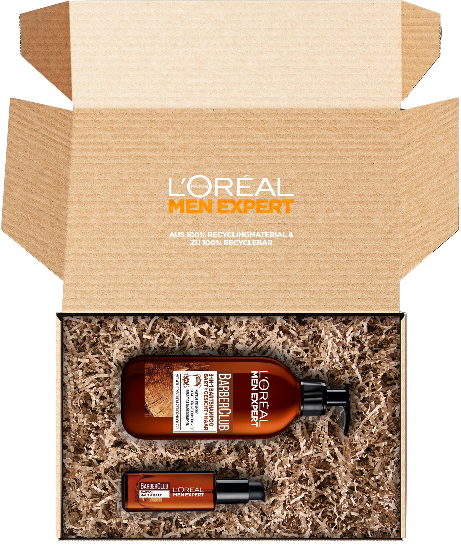L'ORÉAL PARIS MEN EXPERT Bartpflege-Set »Barber Box«, (2 tlg.), Nachhaltige Box: 100 % Recyclingmaterial, 100 % recycelbar
