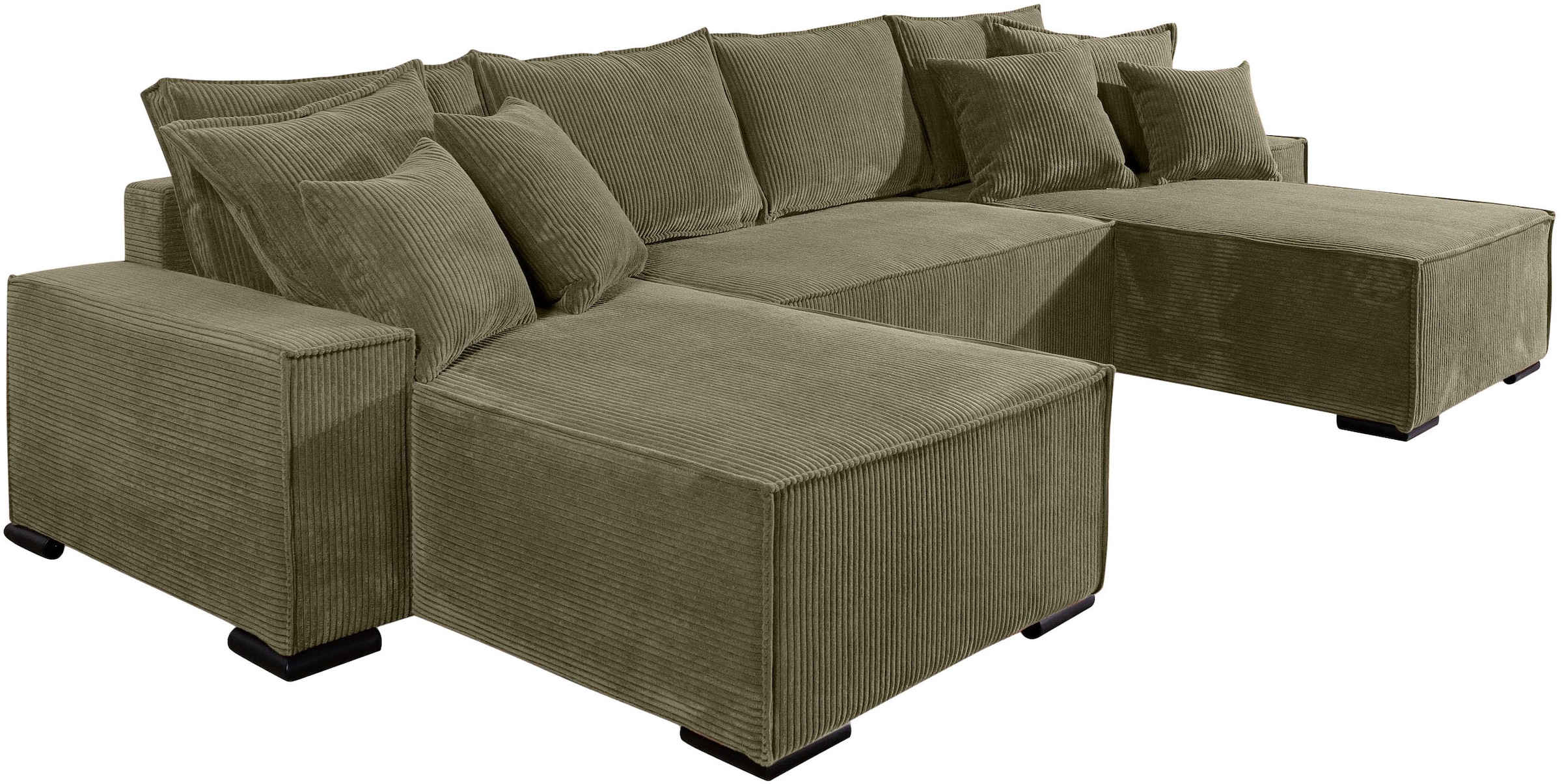 COLLECTION AB Wohnlandschaft »Manhattan U-Form, B: 313 cm, in Breit- oder Normalcord« Bettfunktion, Bettkasten & Zierkissen, Federkern