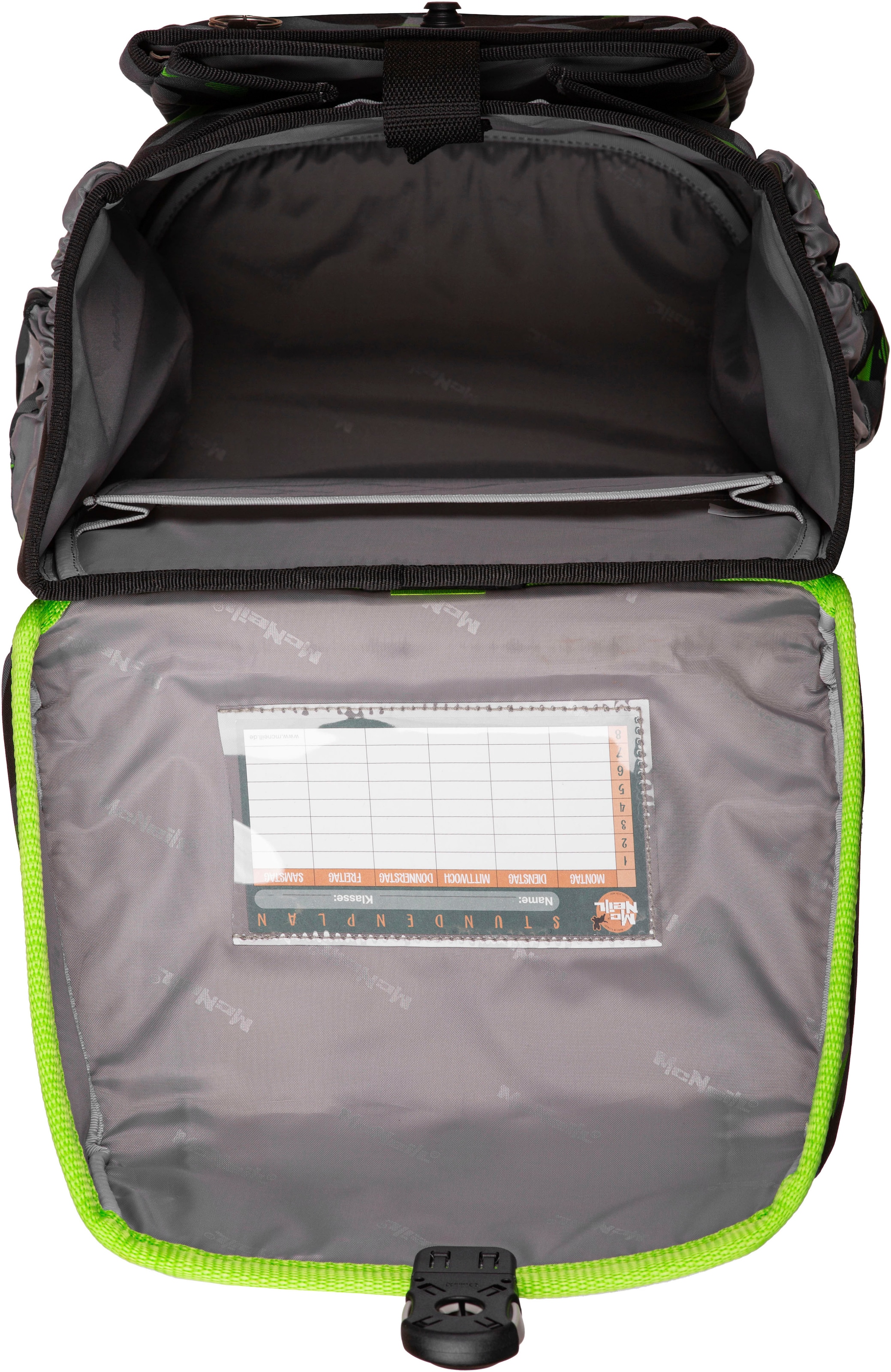 McNeill Schulranzen »Ergo Compacto, Techno« reflektierende Streifen auf den Schultergurten;retroreflektierende Flächen inkl. Federmäppchen, Turnbeutel, Schlamperrolle & Motivmagnet