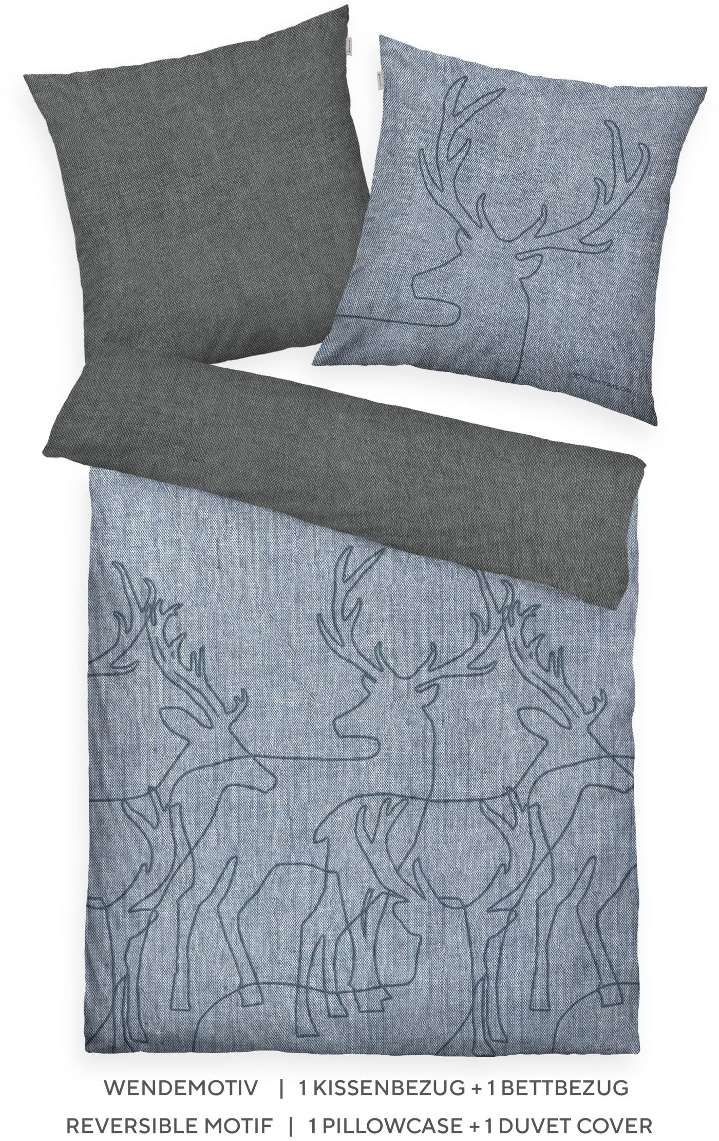 TOM TAILOR HOME Wendebettwäsche »Lennart in Gr. 135x200, 155x220 oder 200x200 cm, ideal für Weihnachten« 2 Stk. Flanell kuschelig warm im Winter, Weihnachtsbettwäsche aus Baumwolle