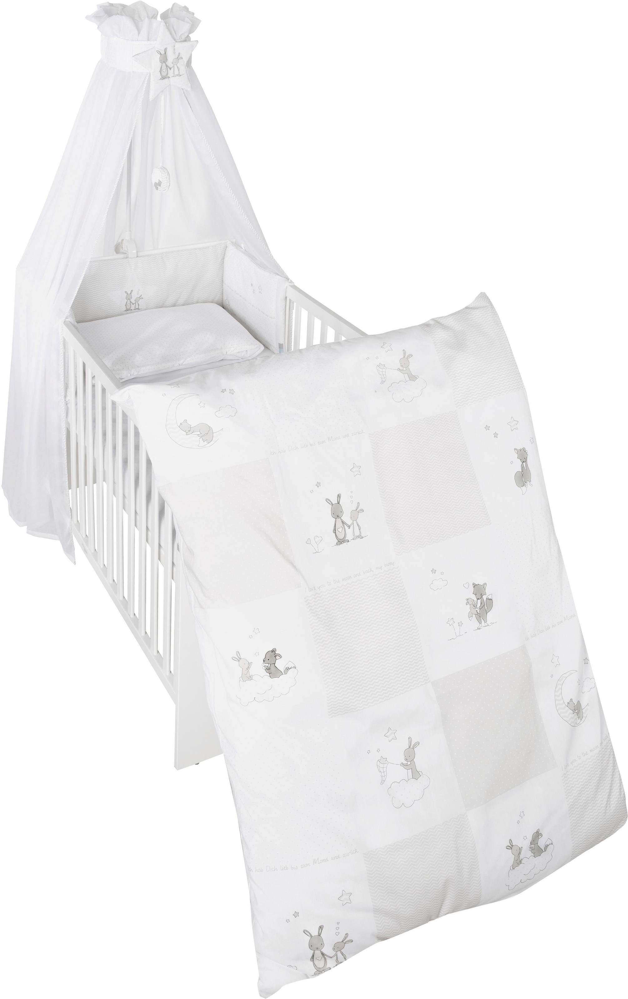 roba® Himmelbettgarnitur »Fox & Bunny«, 4-tlg., mit Bettwäsche, Nestchen und Himmel