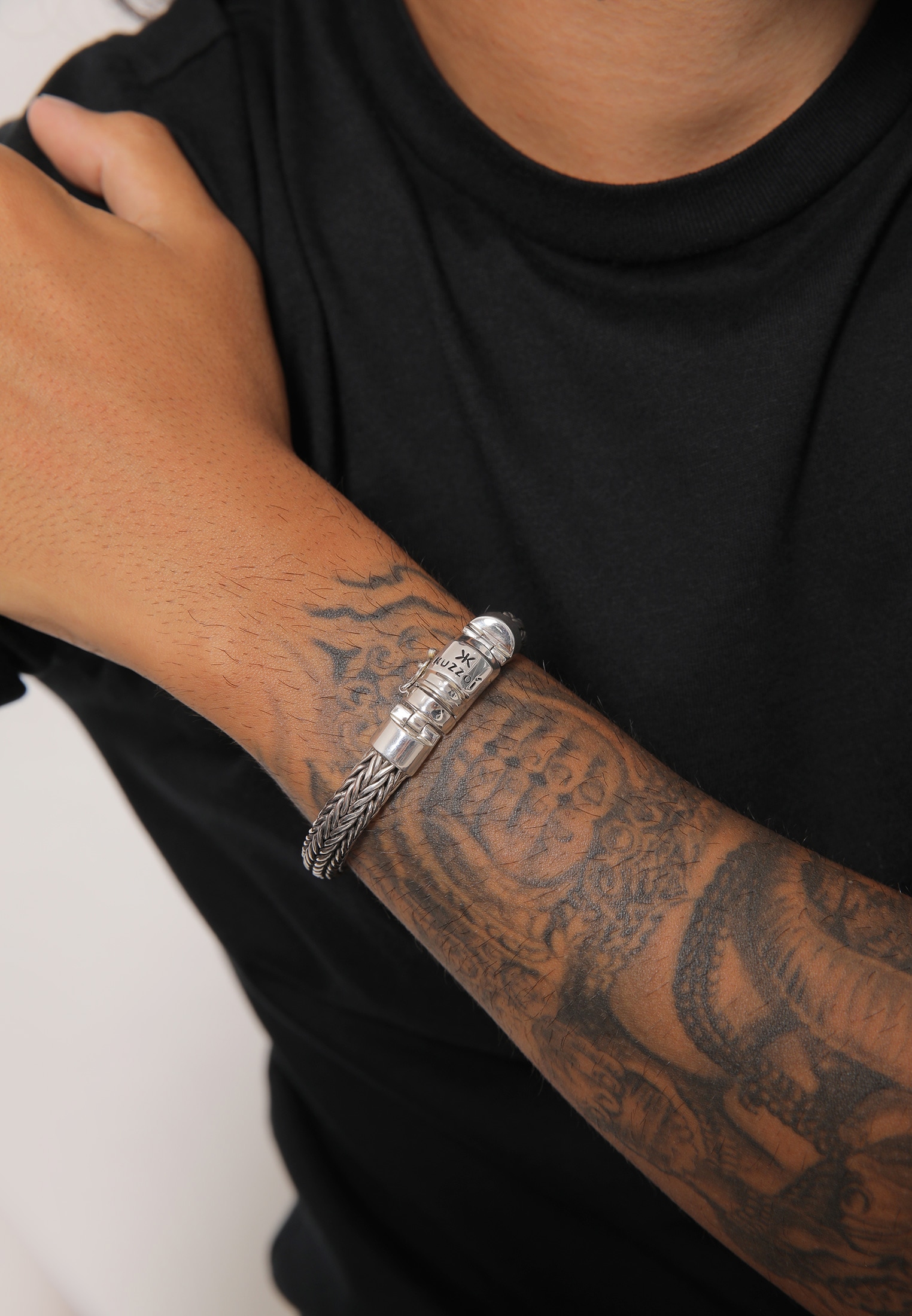 Kuzzoi Armkette »Armband Herren Kastenverschluss Zopfglieder 925er Silber«
