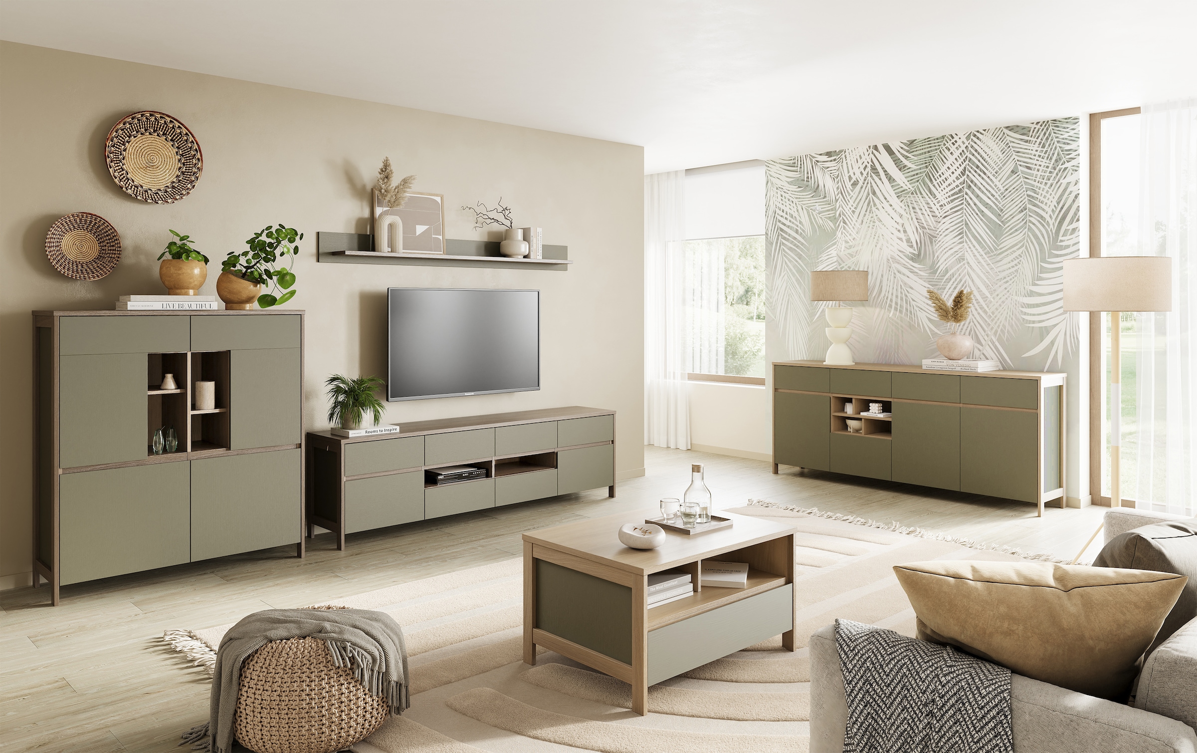 Home affaire TV-Schrank »Stranda, moderner TV-Unterschrank, Kommode im Scandi-Style, Lowboard« Rahmenoptik, ausreichend Stauraum, vielseitig einsetzbar, 193 cm breit