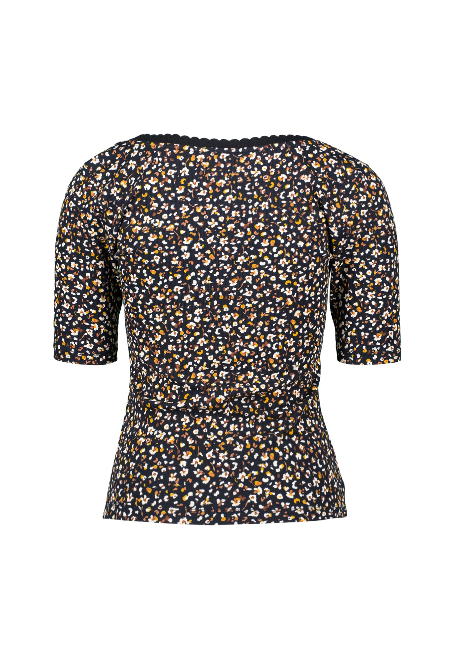 Zero Kurzarmshirt »Blumenshirt mit Wellensaum«