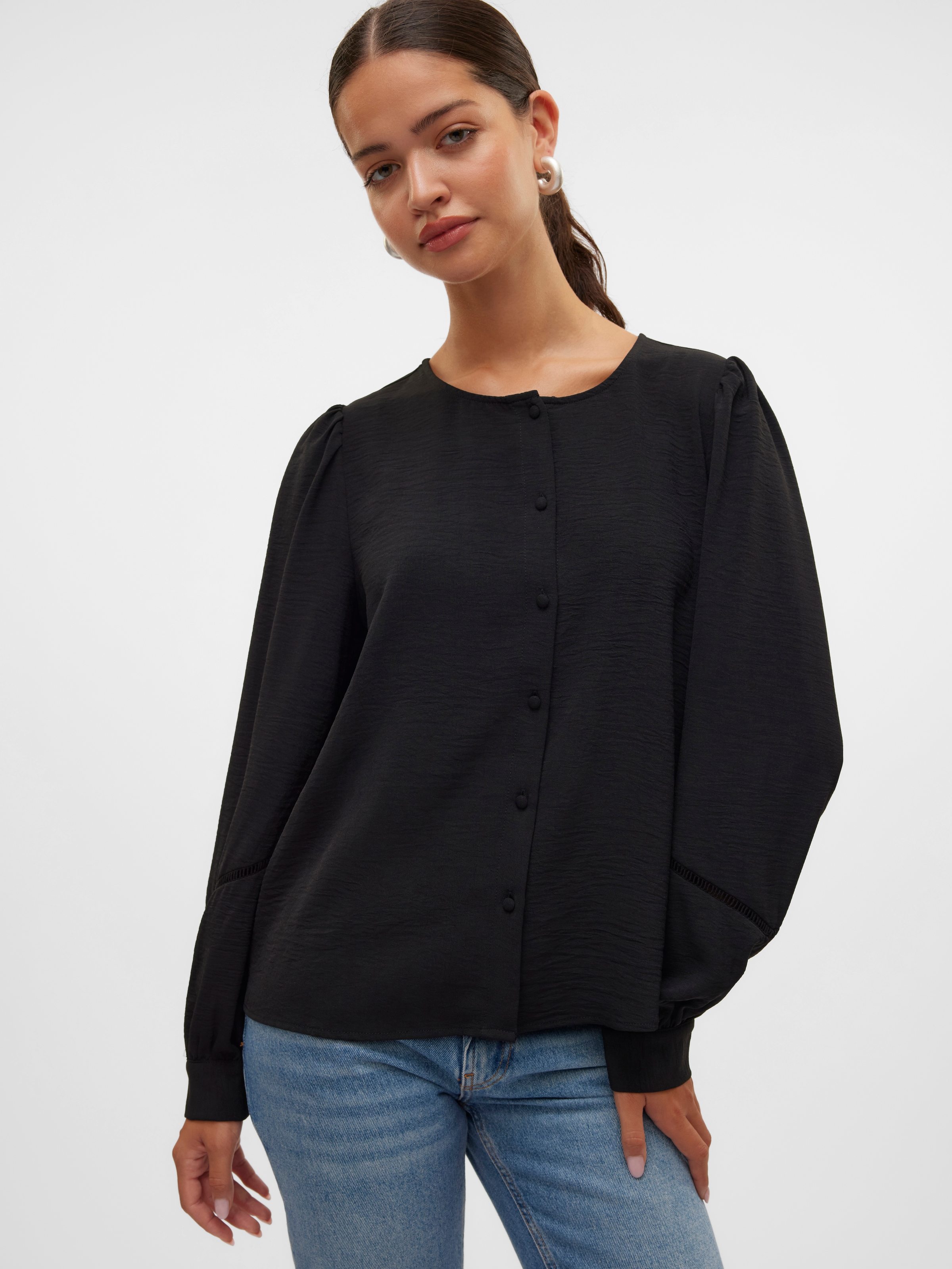 Vero Moda Langarmbluse »VMALVA L/S TAPE SHIRT WVN GA«