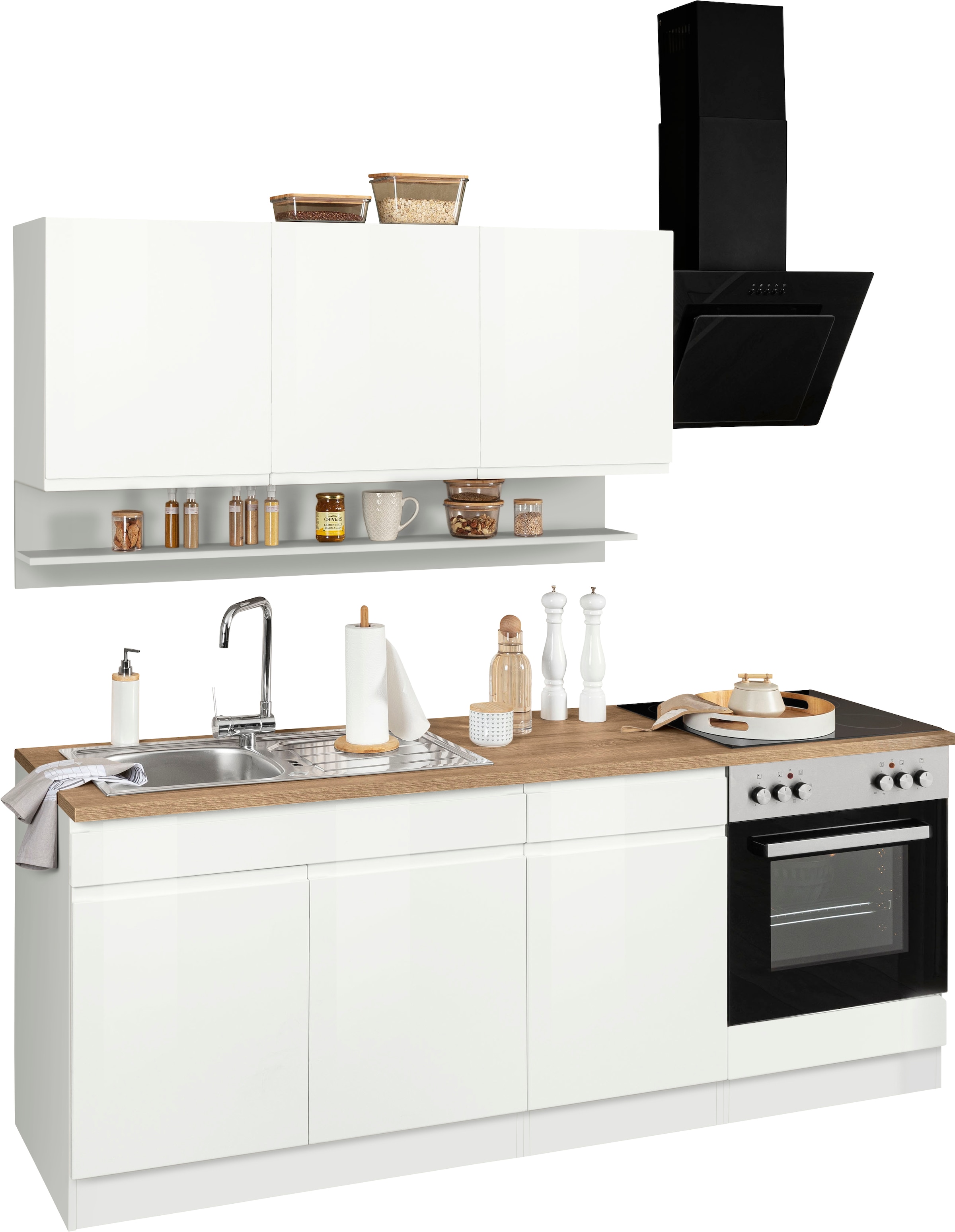 KOCHSTATION Küchenzeile »KS-Virginia« Breite 210 cm, mit oder ohne E-Geräte