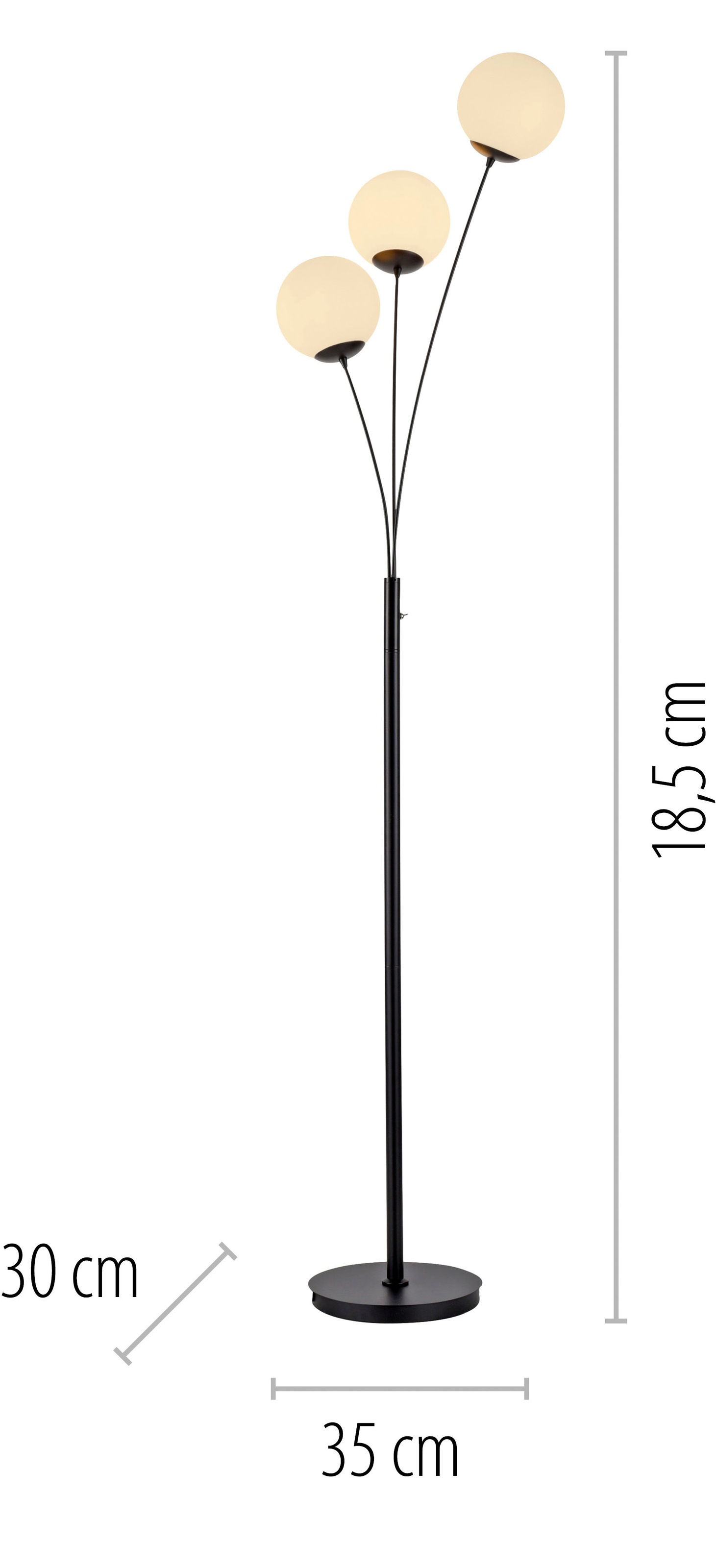 my home Stehlampe »Nymölla«, 3 flammig, Leuchtmittel E14 | ohne Leuchtmittel, Stehleuchte mit großen Glaskugeln amberfarben oder opal matt weiß