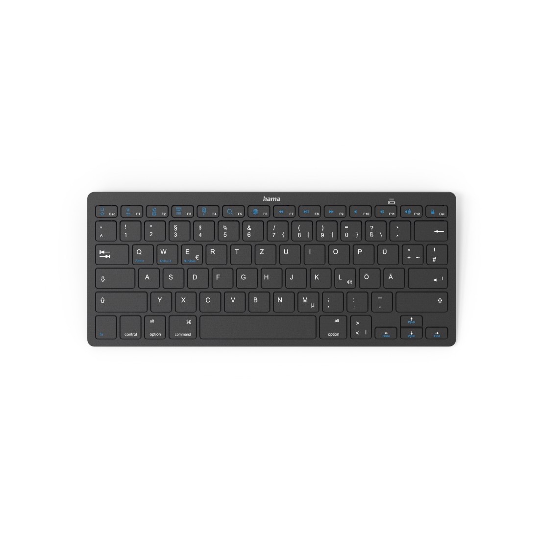 Hama Ultra-Slim-Bluetooth-Tastatur »Bluetooth®-Tastatur für iOS, Android- und Windows Geräte, QWERTZ«, (Multimedia-Tasten)