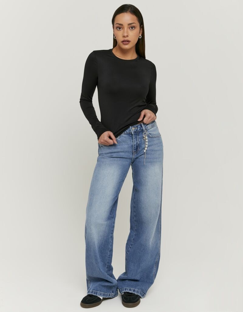 Tally Weijl Low-rise-Jeans »SPADEPALLAS« Baumwollmischung, Low-Waist mit geradem Beinverlauf und Strass-Anhänge