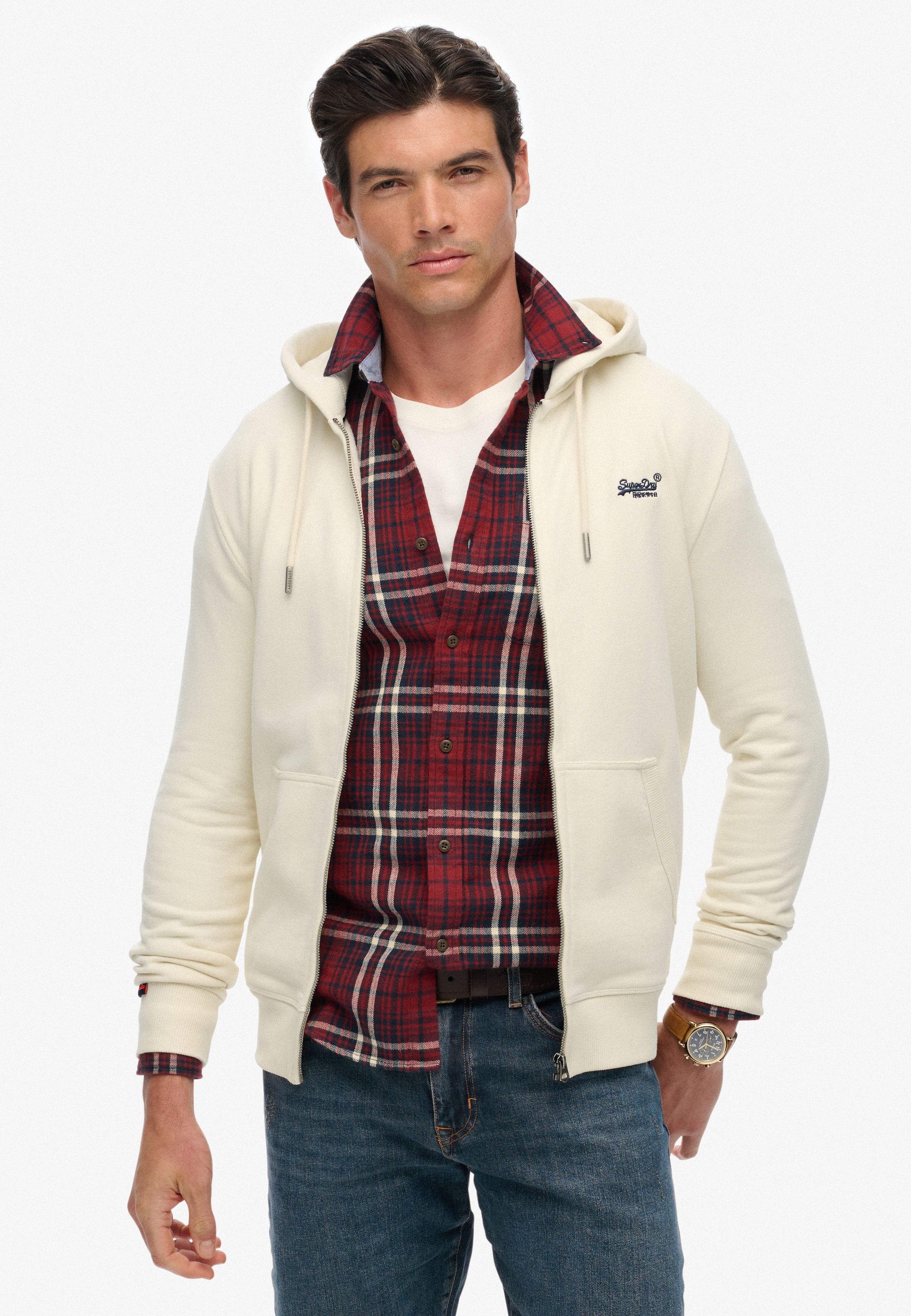 Superdry Kapuzensweatjacke »ESSENTIAL LOGO ZIP HOODIE HB« Baumwollmischung, slim fit