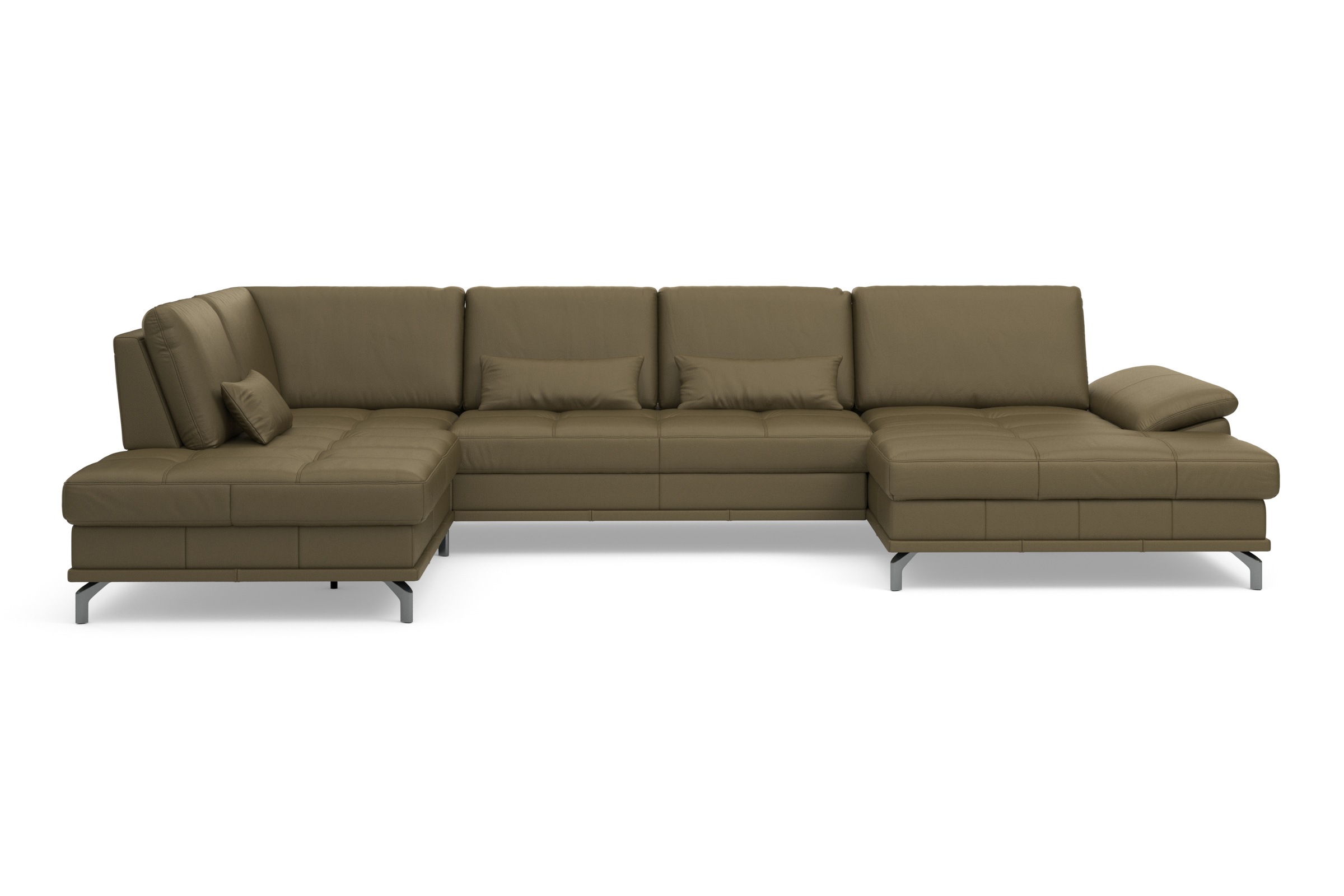 Places of Style Wohnlandschaft »Costello U-Form, mit Sitztiefenverstellung, Armteilverstellung und«, 3 Nierenkissen, optional Bettfunktion und Bettkasten