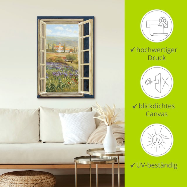 Artland Wandbild »Provence Fensterblick«, Bilder von Europa, (1 St.), als  Leinwandbild, Wandaufkleber oder Poster in versch. Größen bequem bestellen