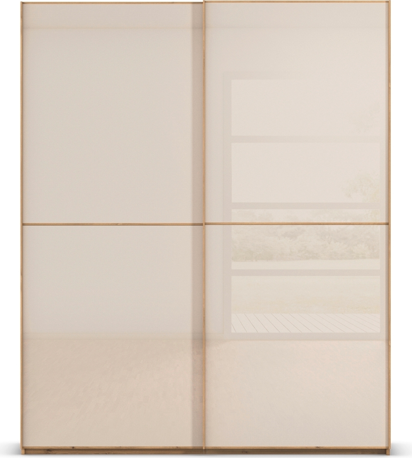 rauch Schwebetürenschrank »Kleiderschrank Schrank Garderobe Schlafzimmerschrank SCALE-DUO« edle zweigeteilte Türen Glas-Front mit 3 Zierleisten MADE IN GERMANY