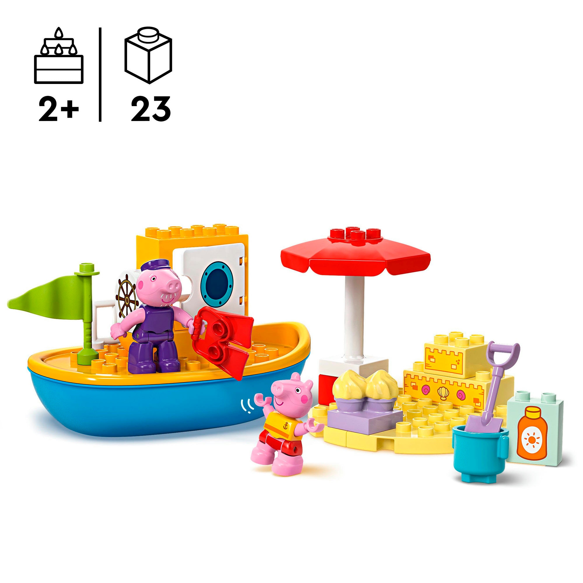 LEGO® Konstruktionsspielsteine »Peppas Bootsausflug (10432), LEGO DUPLO Peppa Pig«, (23 St.), Made in Europe