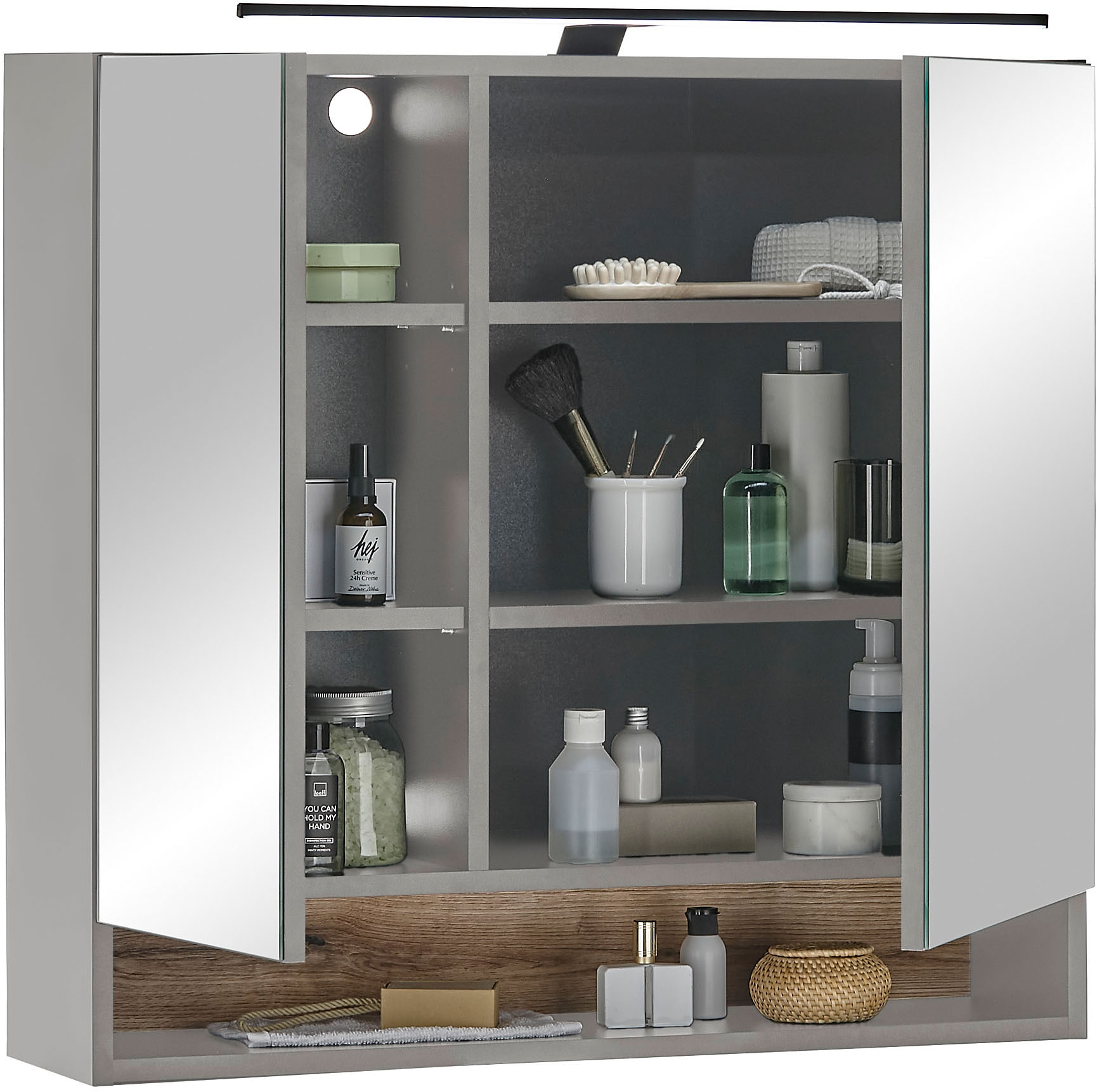 BASIC by Balculina Spiegelschrank »Denver Spiegelschrank, Badezimmerschrank BxHxT 80x75x22«, (1 St.), Breite 80 cm, Tür L/R montierbar, Softclose