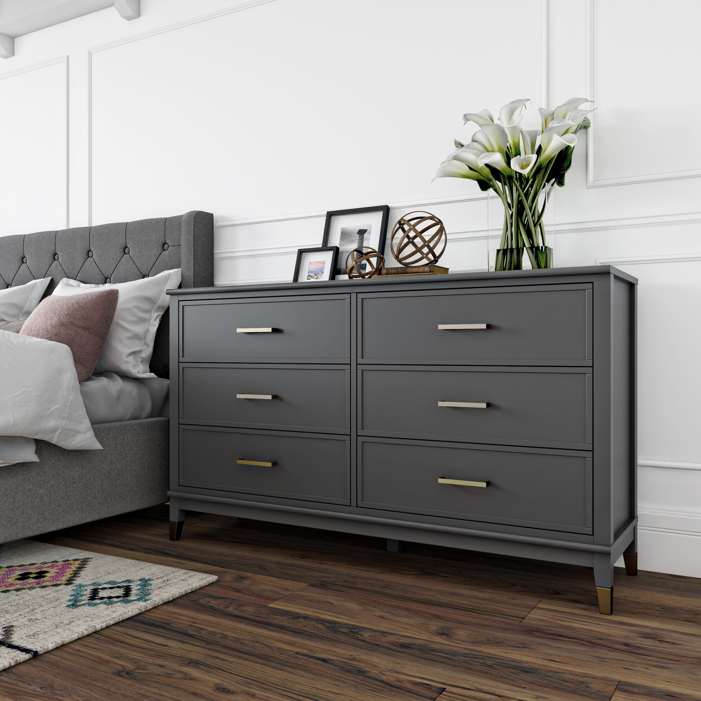CosmoLiving by Cosmopolitan Kommode »Westerleigh« mit 6 Schubladen, MDF, Beine aus Massivholz, Höhe 85 cm, Breite 145 cm