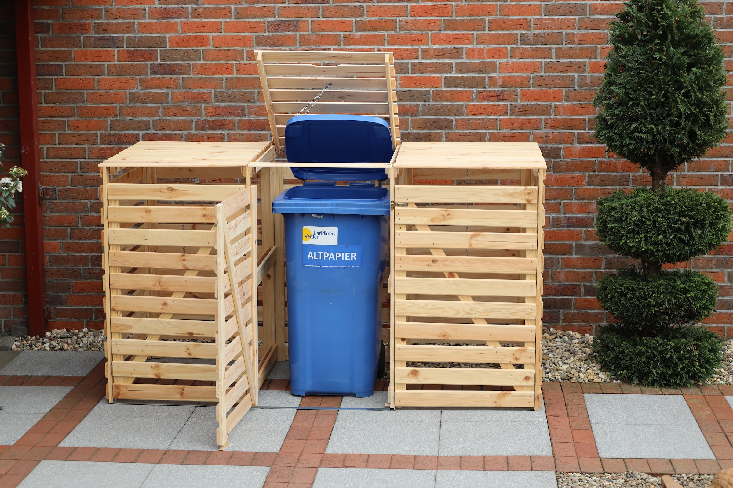 promadino Mülltonnenbox »Vario III« für 3 Tonnen, robust aus zertifiziertem Kiefernholz