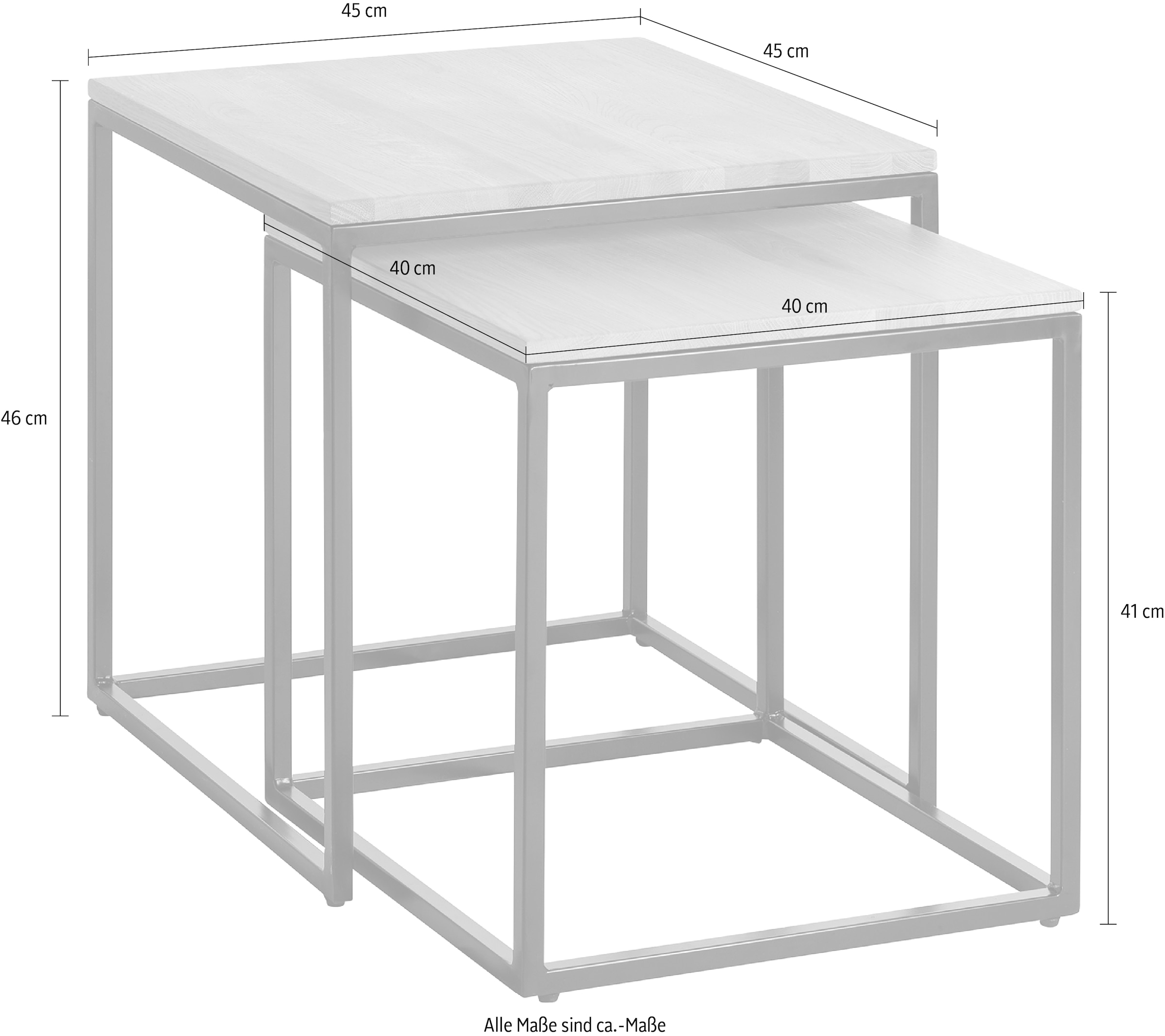 Fink Beistelltisch »Novo«, (Set, 2 St.), 2er Set, 40x40x41 & 45x45x46