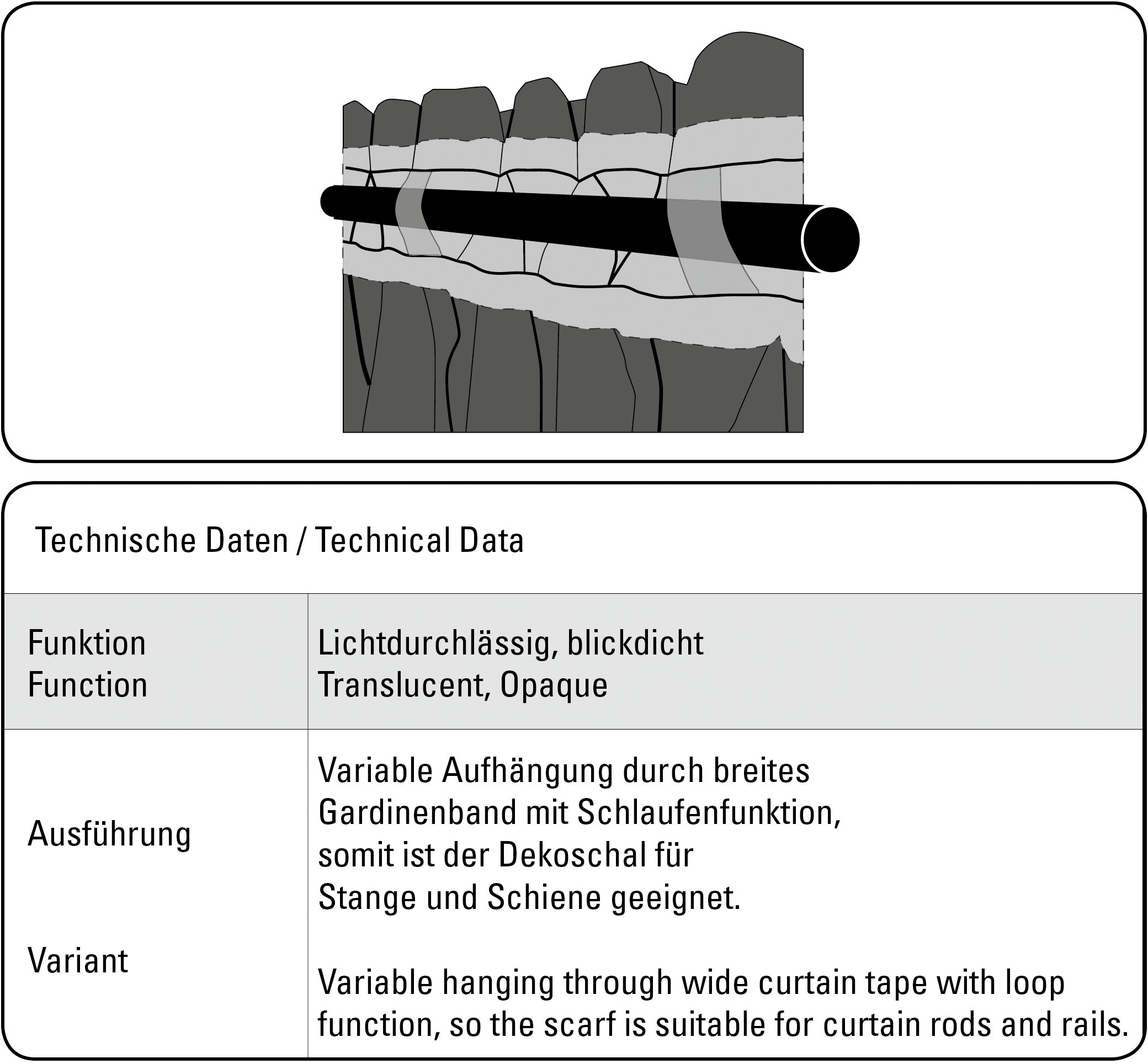 GARDINIA Gardine »Schal mit Gardinenband Strukturdeko«, (1 St.), Strukturdeko
