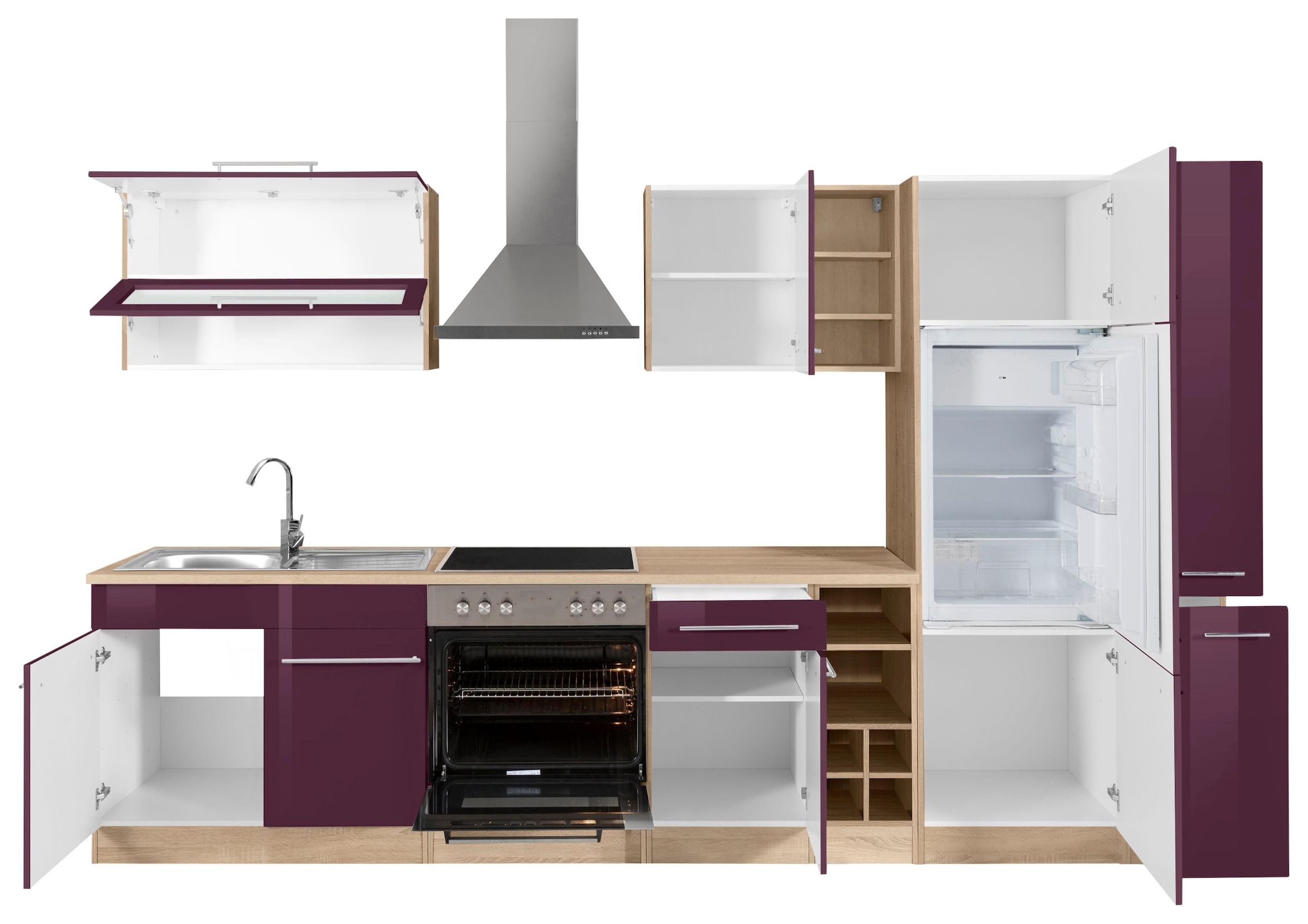 KOCHSTATION Küchenzeile »KS-Eton«, mit E-Geräten, Breite 330 cm