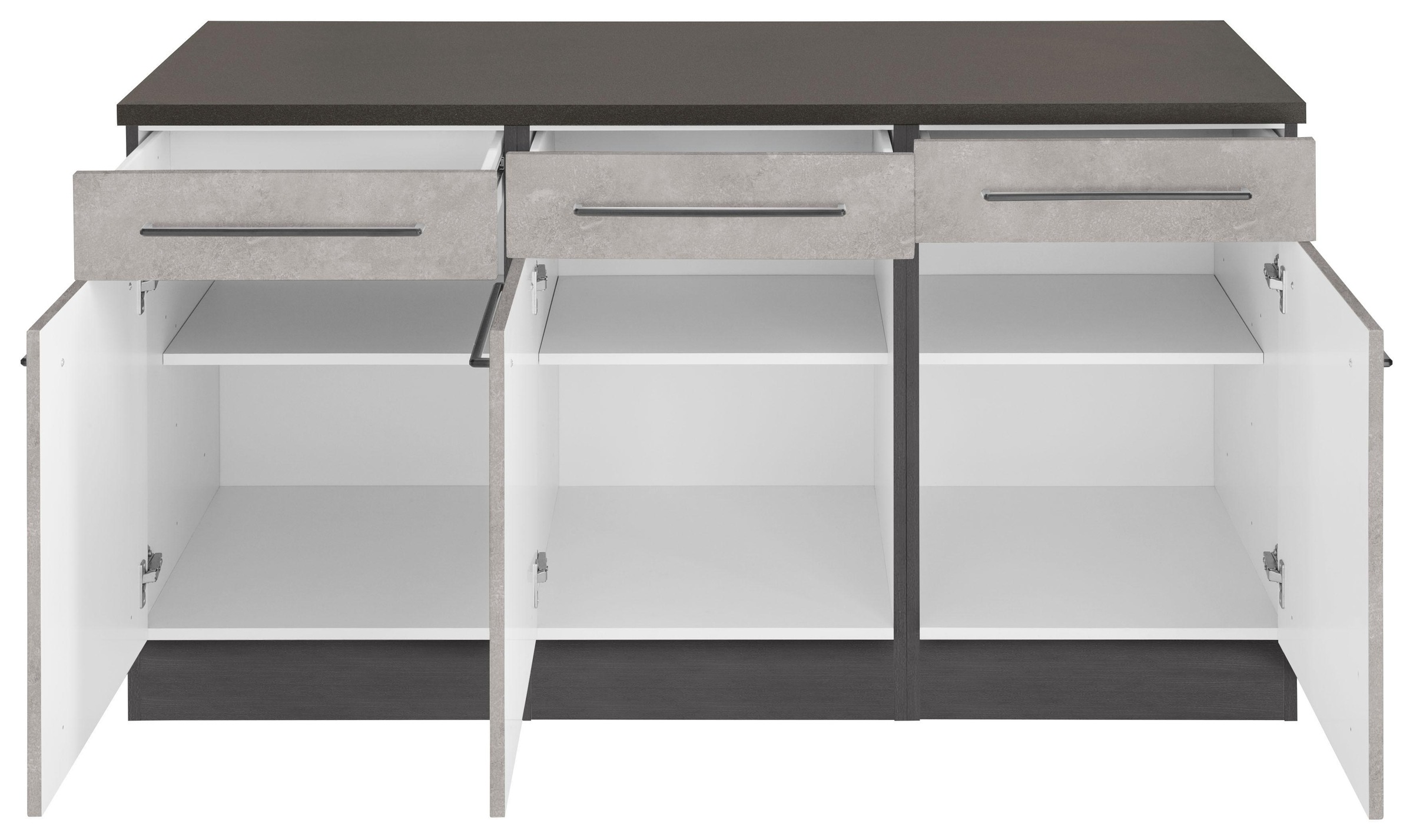 KOCHSTATION Unterschrank »KS-Tulsa«, 150 cm breit, 3 Schubkästen, 3 Türen, auch als Sideboard verwendbar