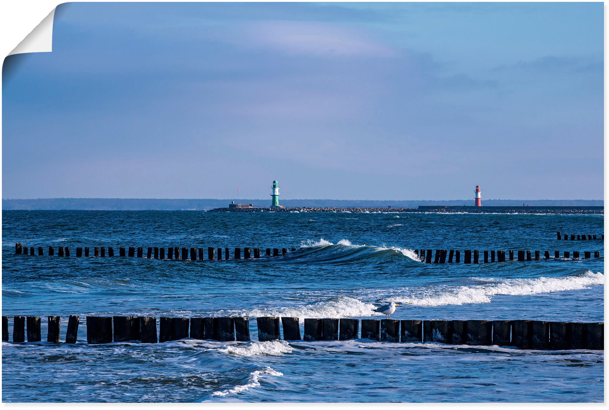 Wandbild »Mole und Buhnen in Warnemünde II«, Meer Bilder, (1 St.), als Leinwandbild,...