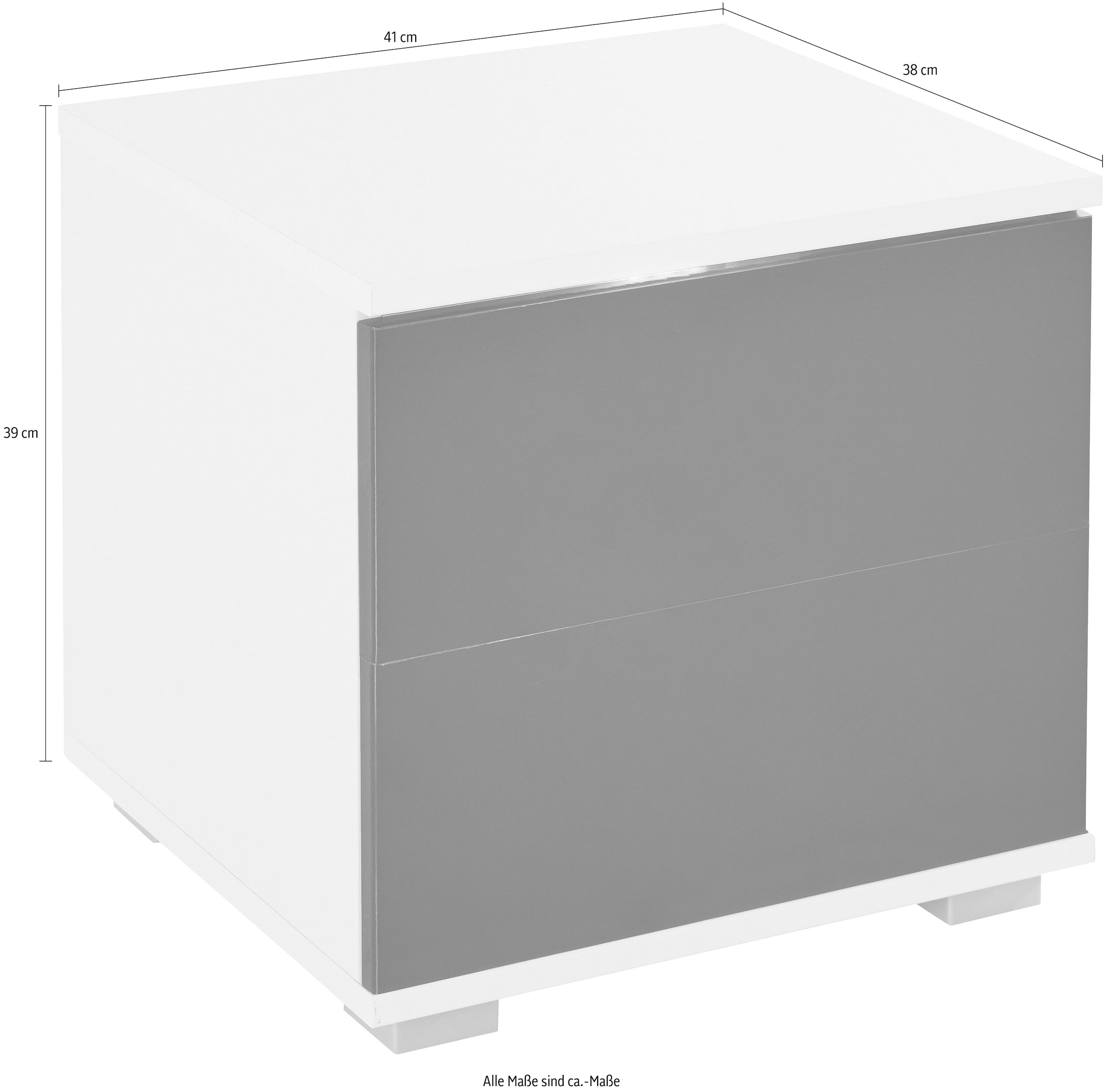 priess Nachtkommode mit LED-Beleuchtung und Push-to-open