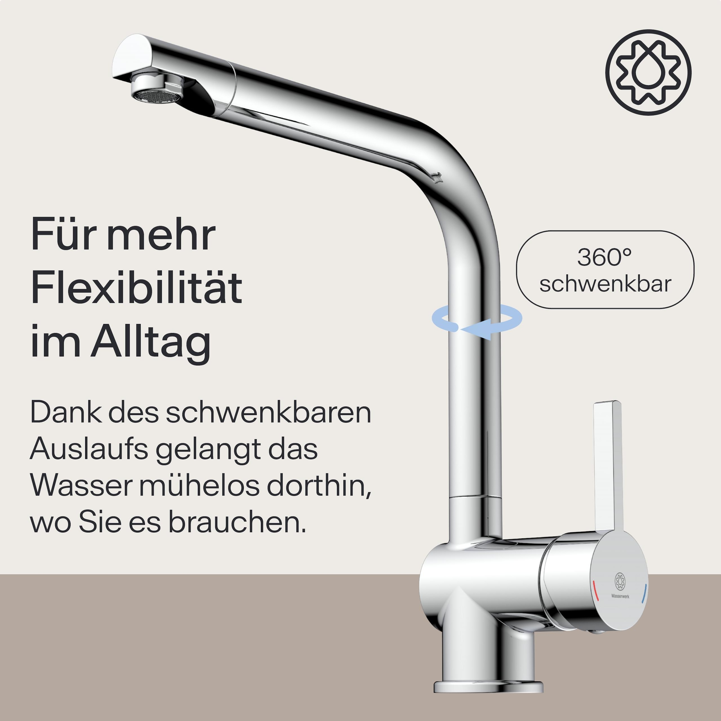 WASSERWERK Spültischarmatur »WK 4, Wasserhahn, Küche, Einhebelmischer« 360° schwenkbar, Cold-Start-Funkt., geräuscharm