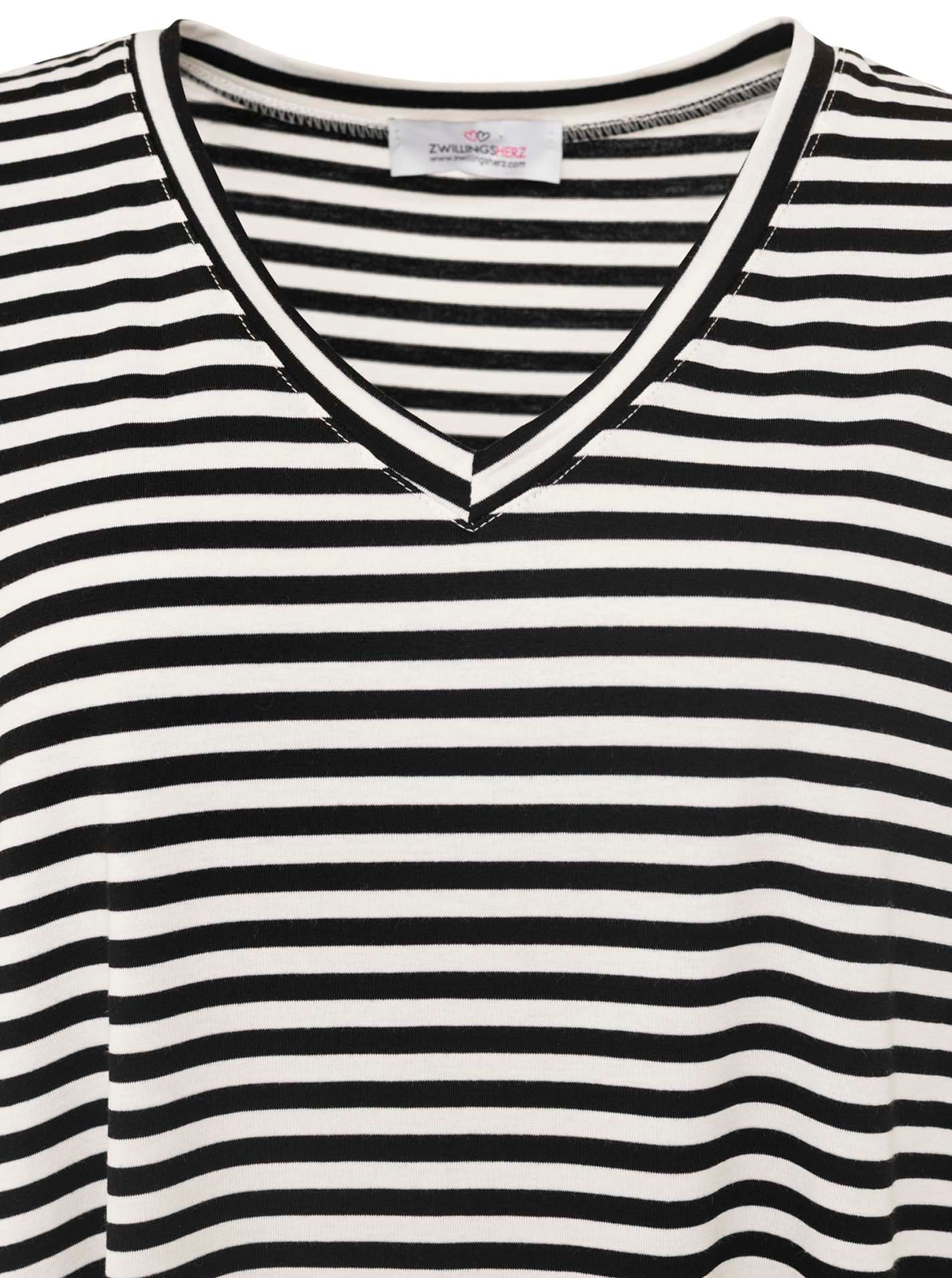 Zwillingsherz T-Shirt »"Maritime Streifen"« One Size, Kurzarm, V-Ausschnitt, gestreift, Loose Fit