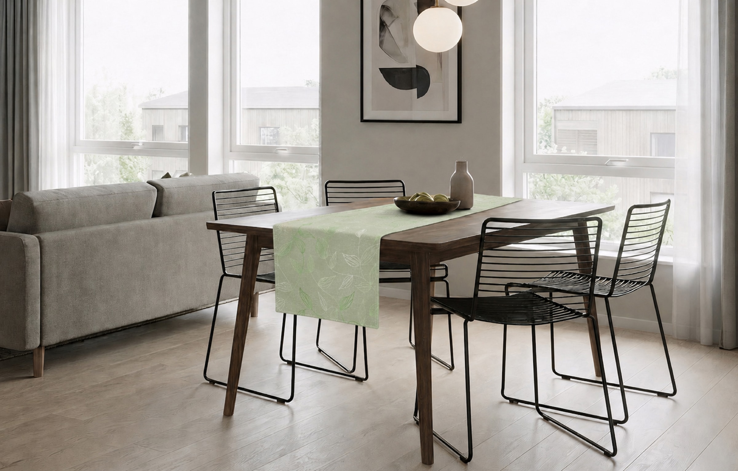 OTTO home Tischläufer »Raffon« Leinen Optik, Blattmotiv, verschiedene Größen, Esszimmer Dekoration,