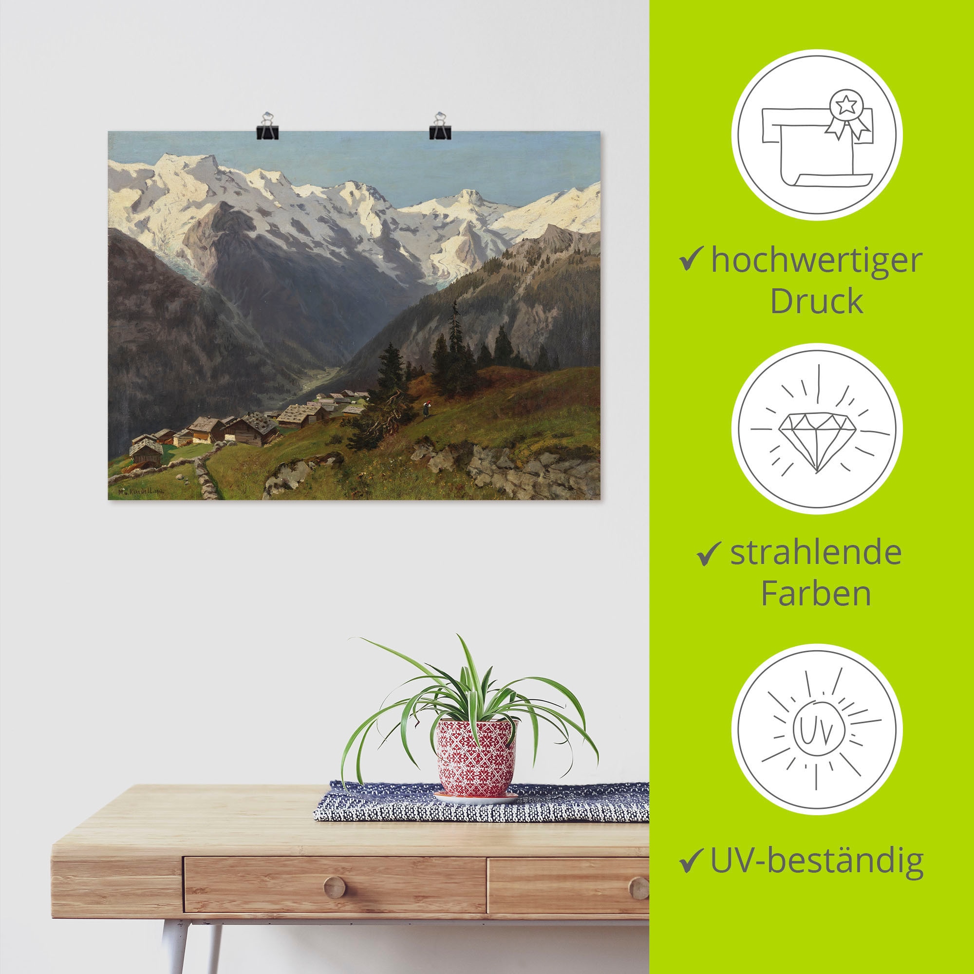 Artland Poster »Mürren im Berner Oberland, Schweiz. 1913« Berge & Alpenbilder 1 Stk. tlg. als Alubild, Leinwandbild, Wandaufkleber oder Poster in versch. Größen